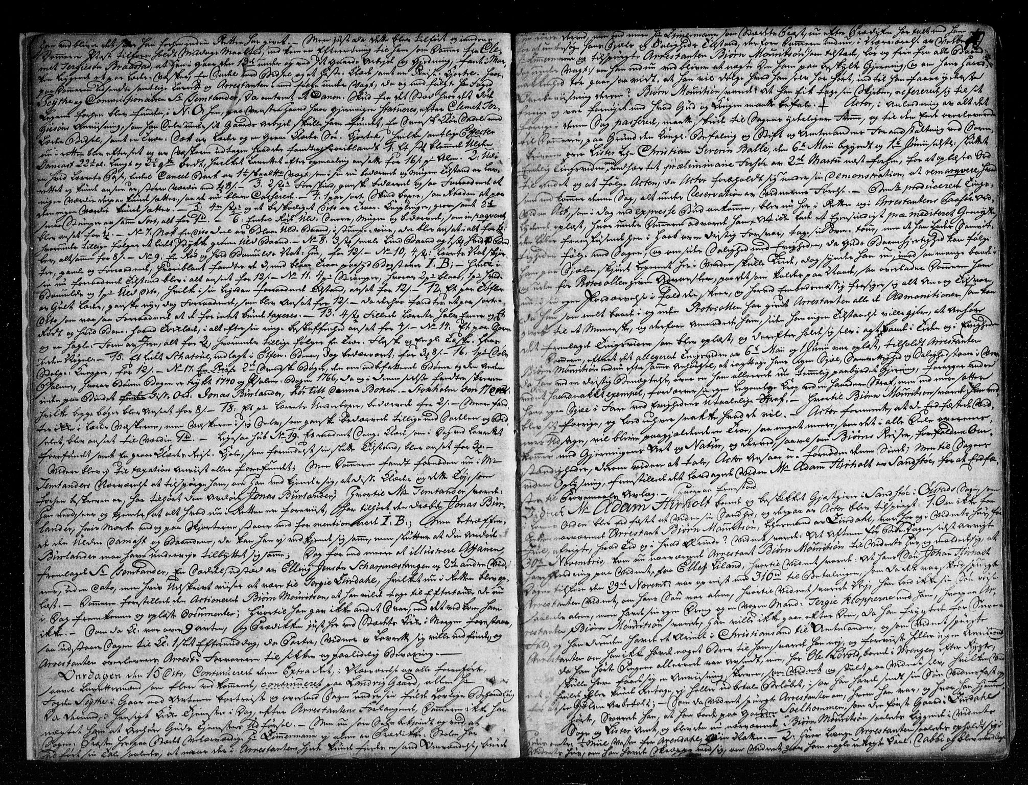 Nedenes sorenskriveri før 1824, SAK/1221-0007/F/Fa/L0034: Tingbok med register nr 29, 1774-1778, s. 9b-10a