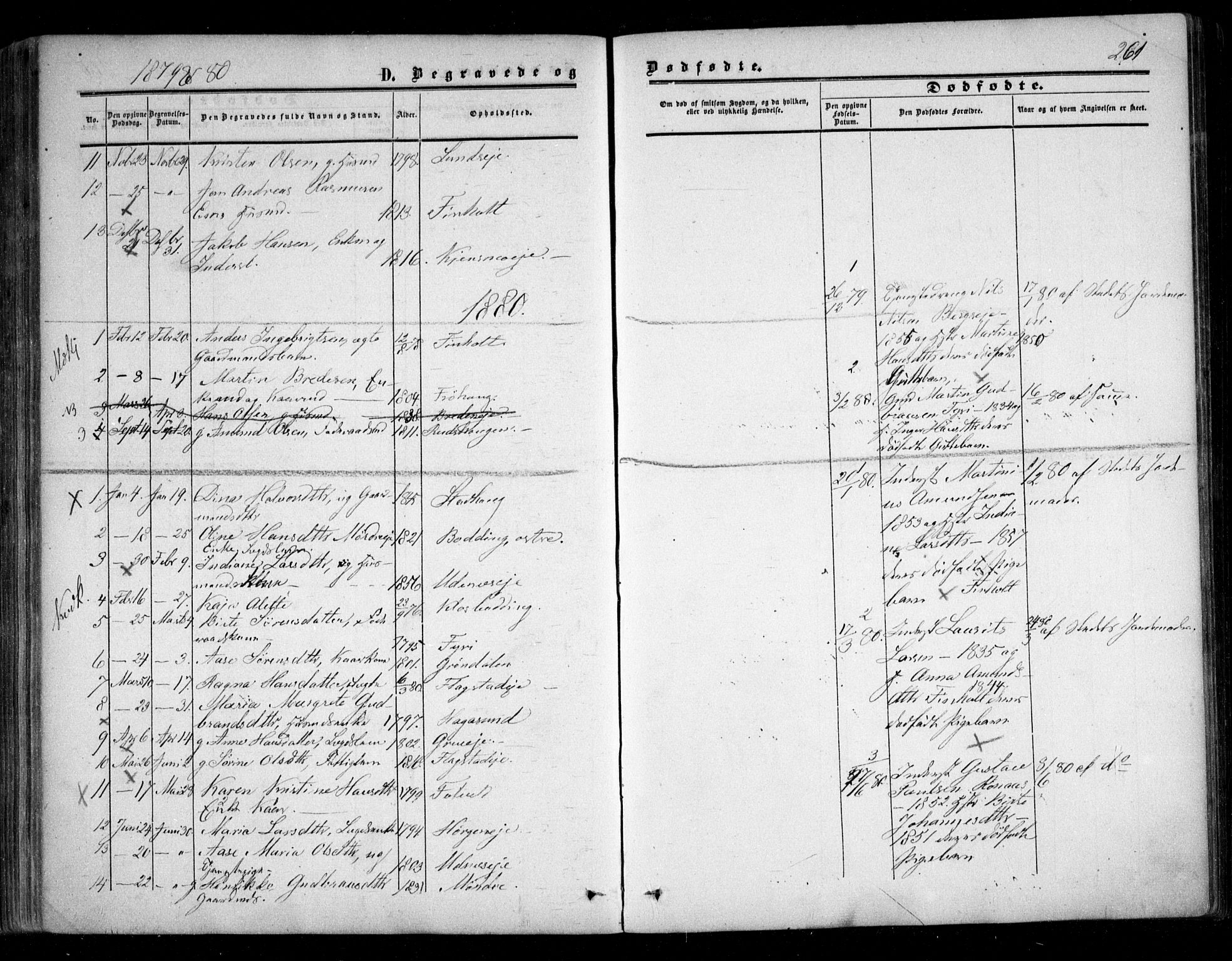 Nes prestekontor Kirkebøker, SAO/A-10410/F/Fc/L0001: Ministerialbok nr. III 1, 1859-1882, s. 261
