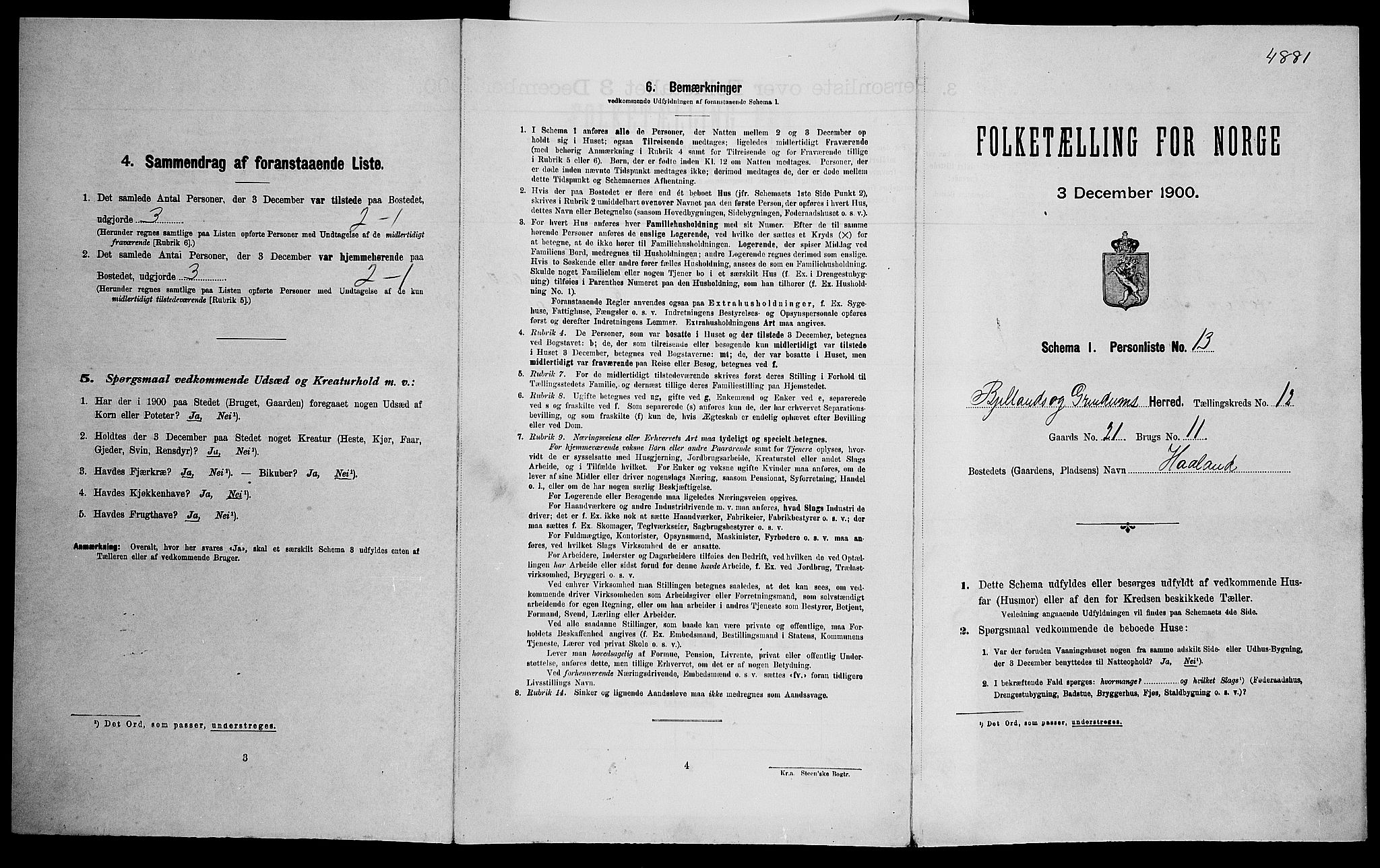 SAK, Folketelling 1900 for 1024 Bjelland og Grindheim herred, 1900, s. 634