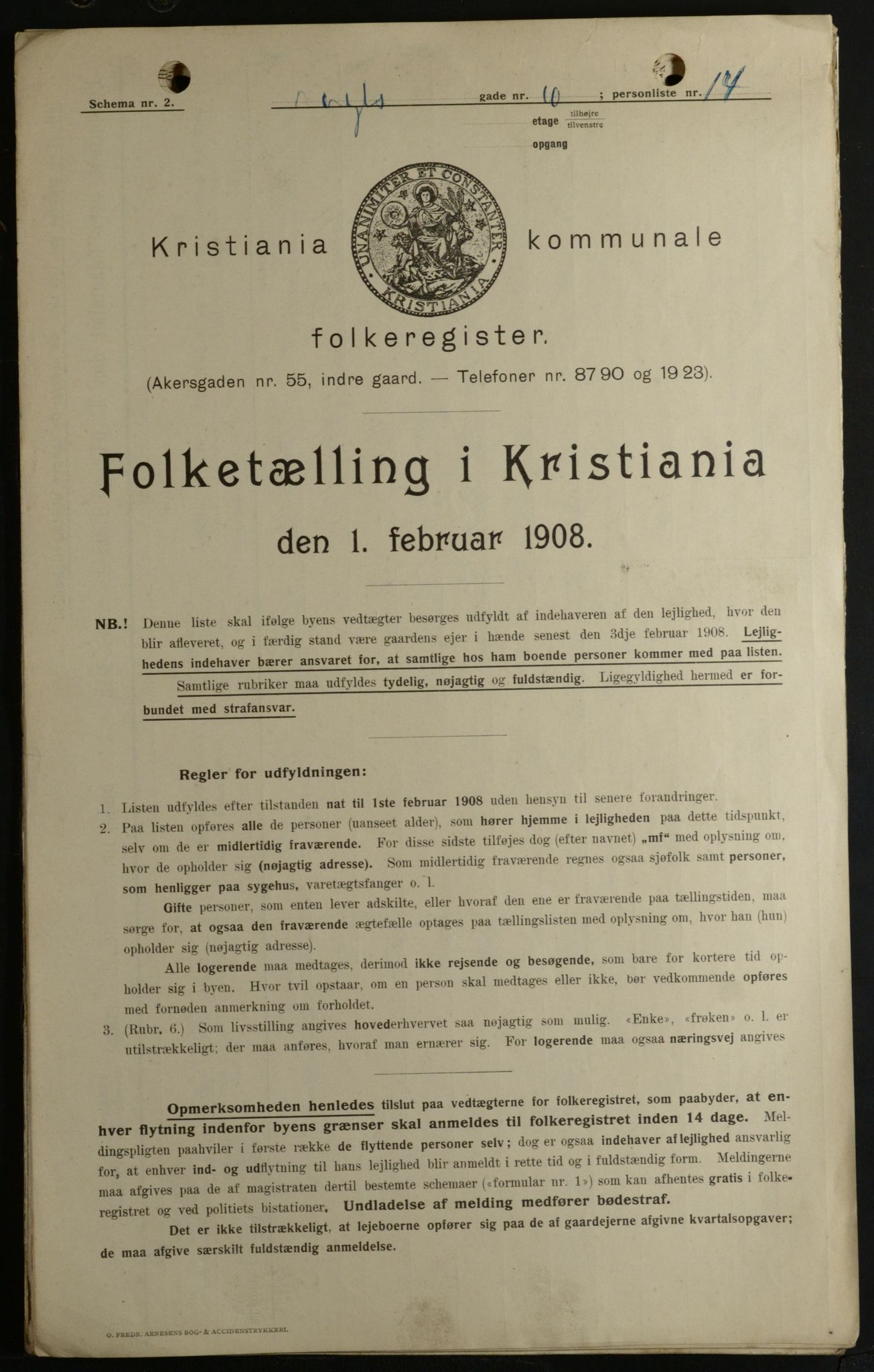 OBA, Kommunal folketelling 1.2.1908 for Kristiania kjøpstad, 1908, s. 111535