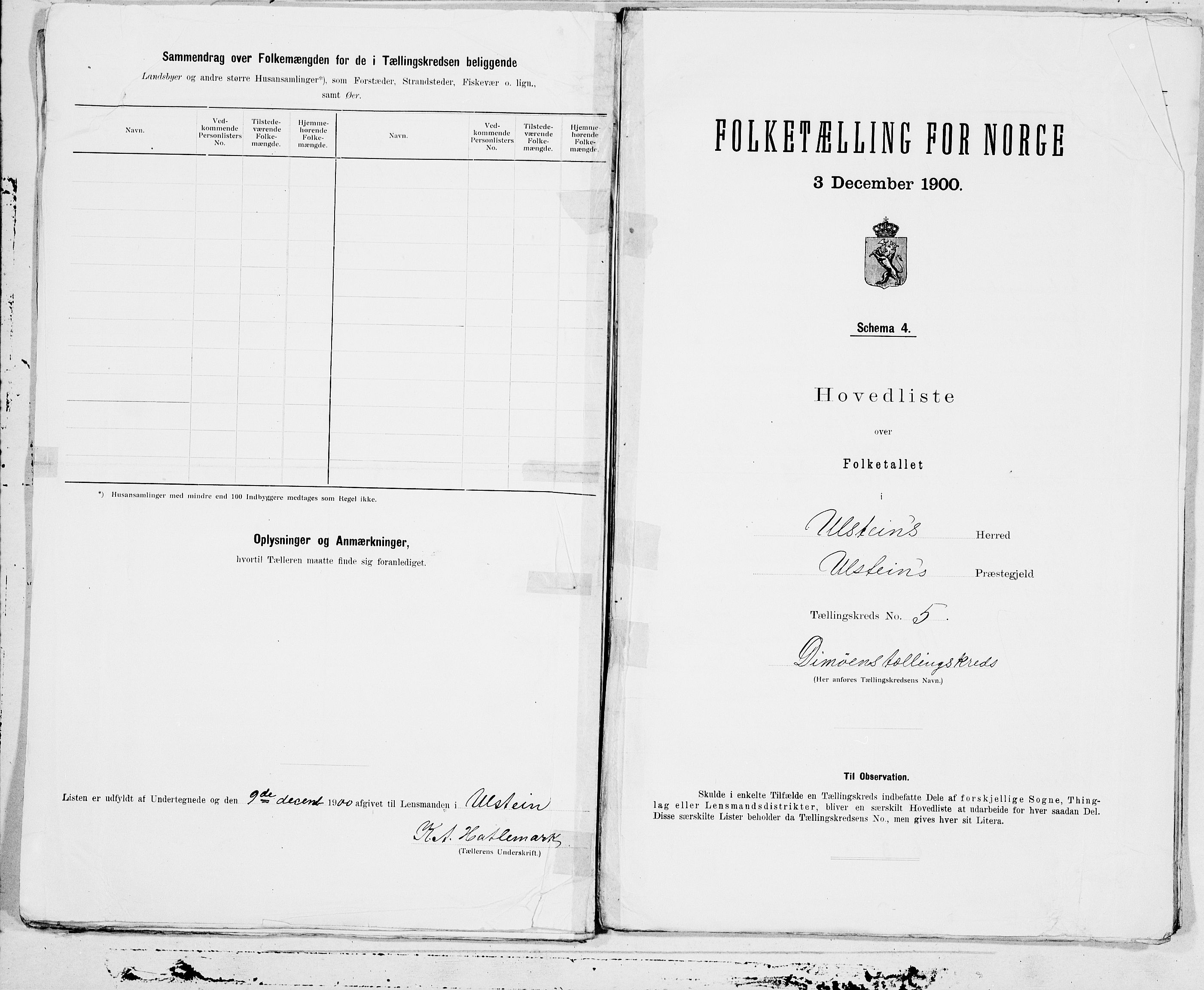 SAT, Folketelling 1900 for 1516 Ulstein herred, 1900, s. 10