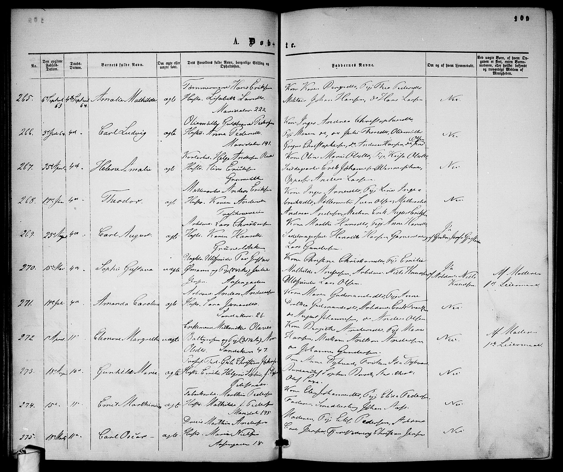 Gamle Aker prestekontor Kirkebøker, SAO/A-10617a/G/L0001: Klokkerbok nr. 1, 1861-1868, s. 109