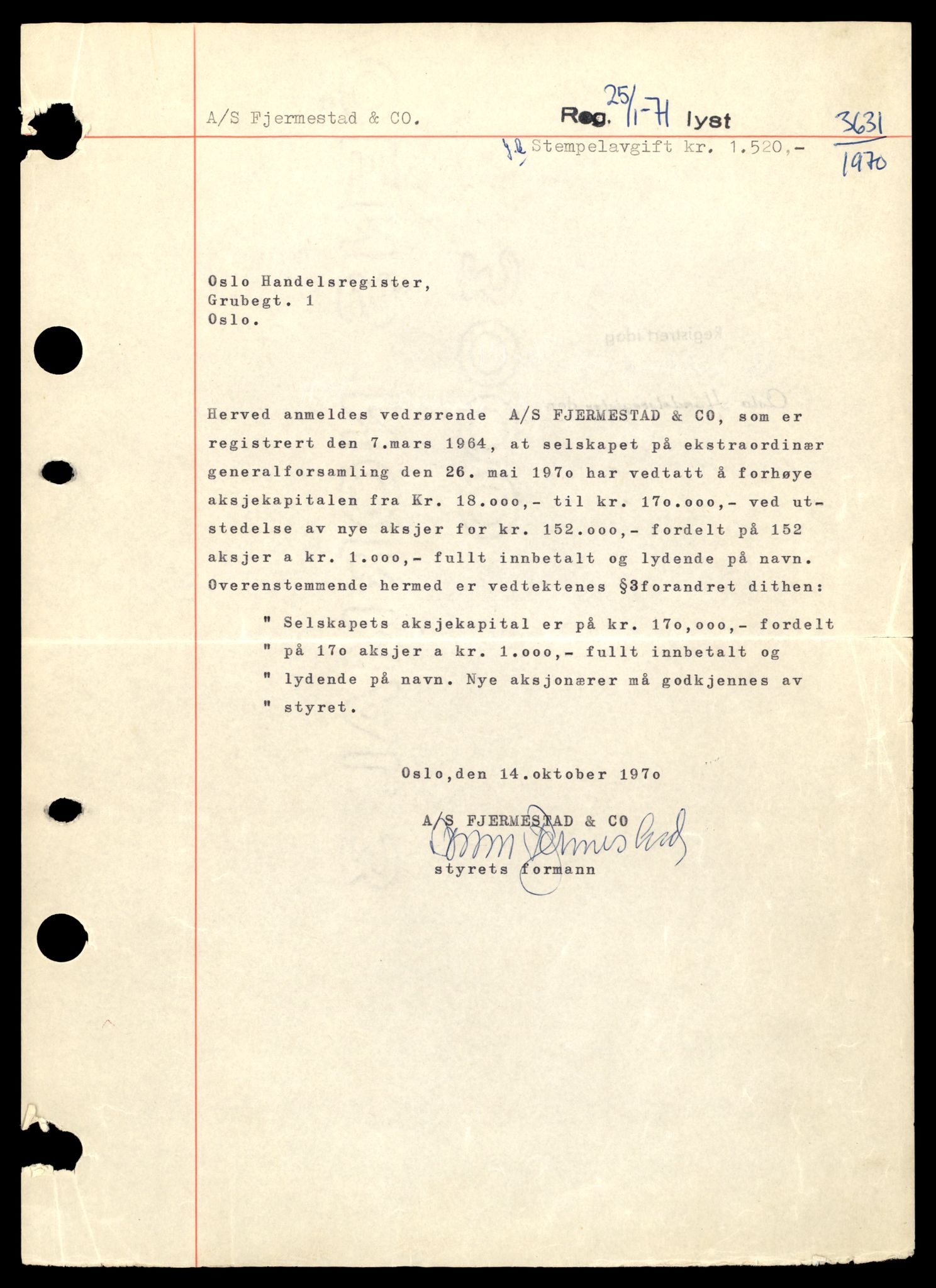 Oslo byfogd, Handelsregisteret, AV/SAT-A-10867/G/Gb/Gba/L0088: Aksjeselskap, Fje-Forr, 1944-1990