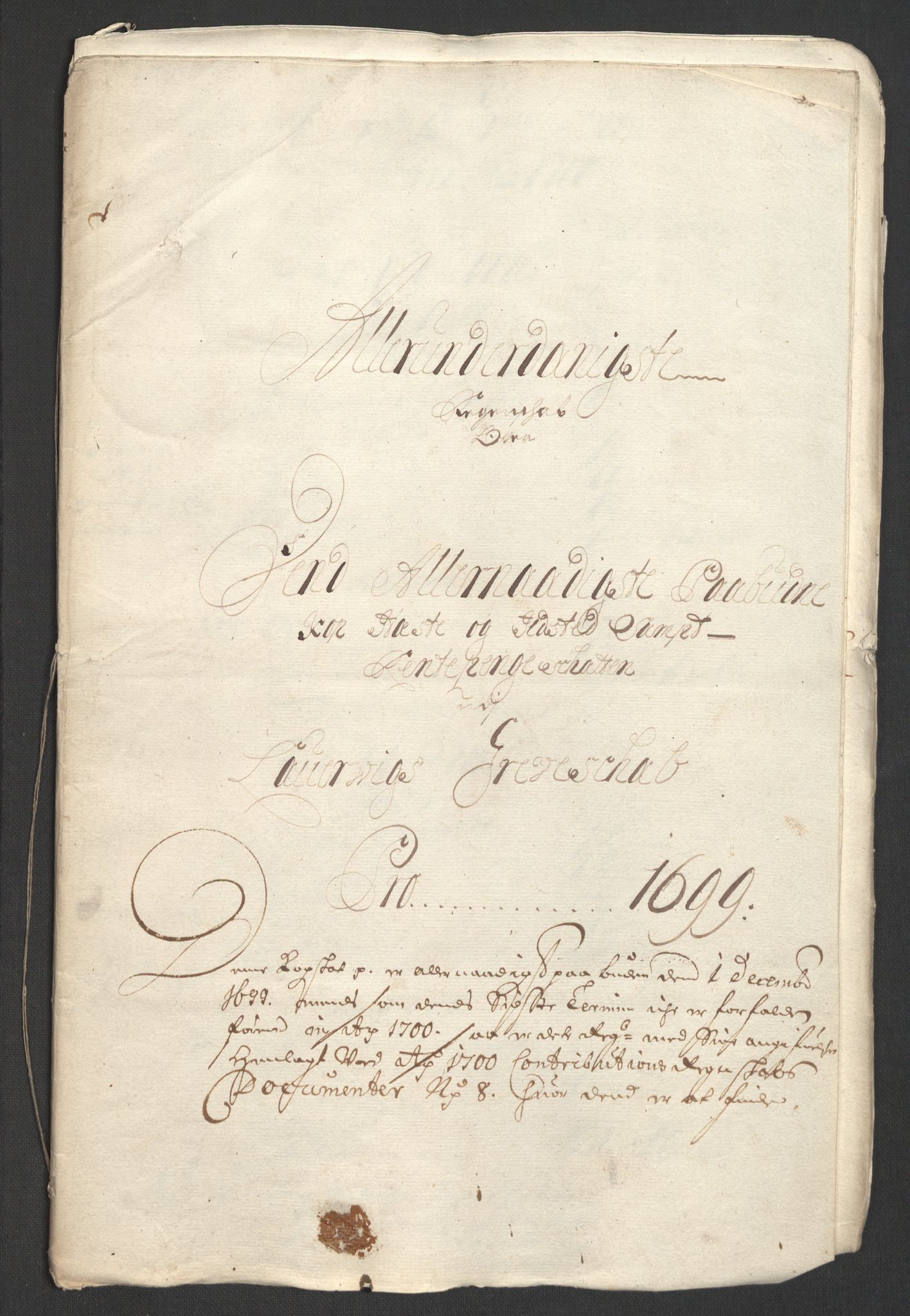 Rentekammeret inntil 1814, Reviderte regnskaper, Fogderegnskap, RA/EA-4092/R33/L1976: Fogderegnskap Larvik grevskap, 1698-1701, s. 282