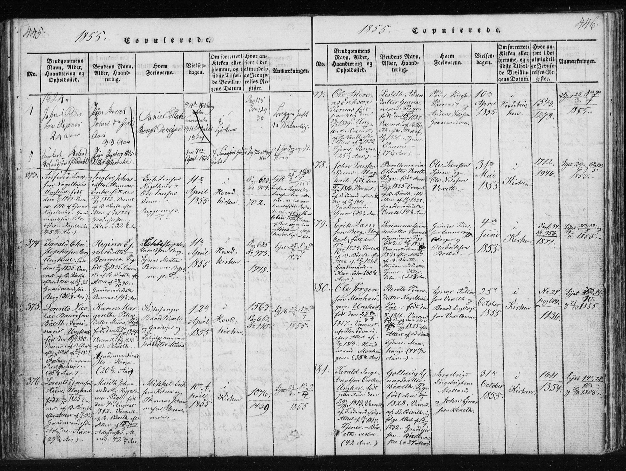 Ministerialprotokoller, klokkerbøker og fødselsregistre - Nord-Trøndelag, AV/SAT-A-1458/749/L0469: Ministerialbok nr. 749A03, 1817-1857, s. 445-446