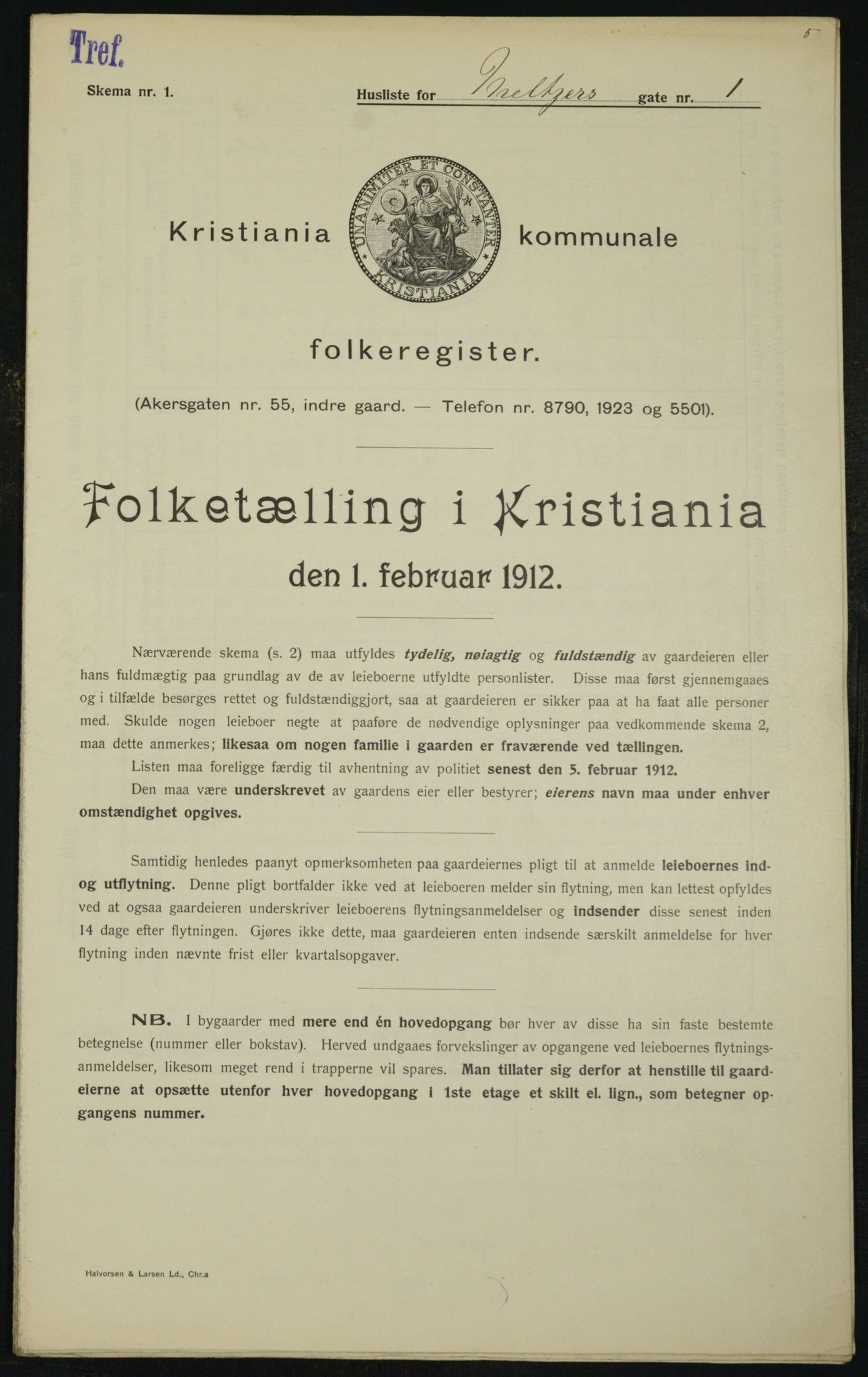 OBA, Kommunal folketelling 1.2.1912 for Kristiania, 1912, s. 65650