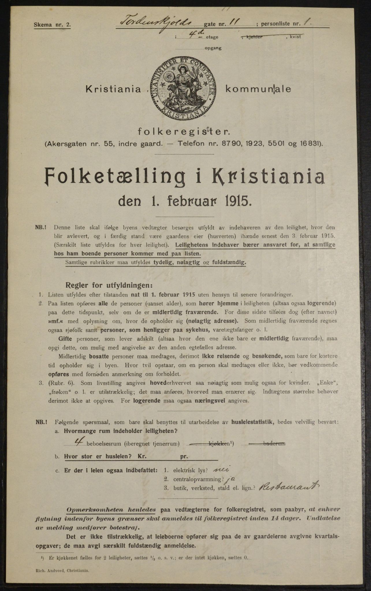 OBA, Kommunal folketelling 1.2.1915 for Kristiania, 1915, s. 114147