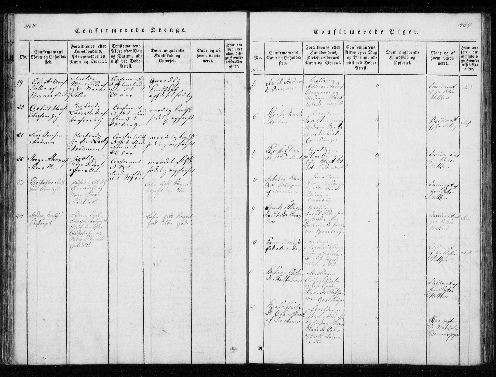 Ministerialprotokoller, klokkerbøker og fødselsregistre - Nordland, AV/SAT-A-1459/827/L0412: Klokkerbok nr. 827C01, 1820-1841, s. 468-469