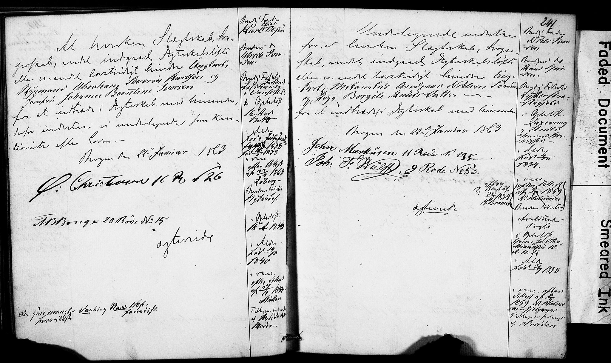Domkirken sokneprestembete, SAB/A-74801: Forlovererklæringer nr. II.5.5, 1857-1863, s. 241