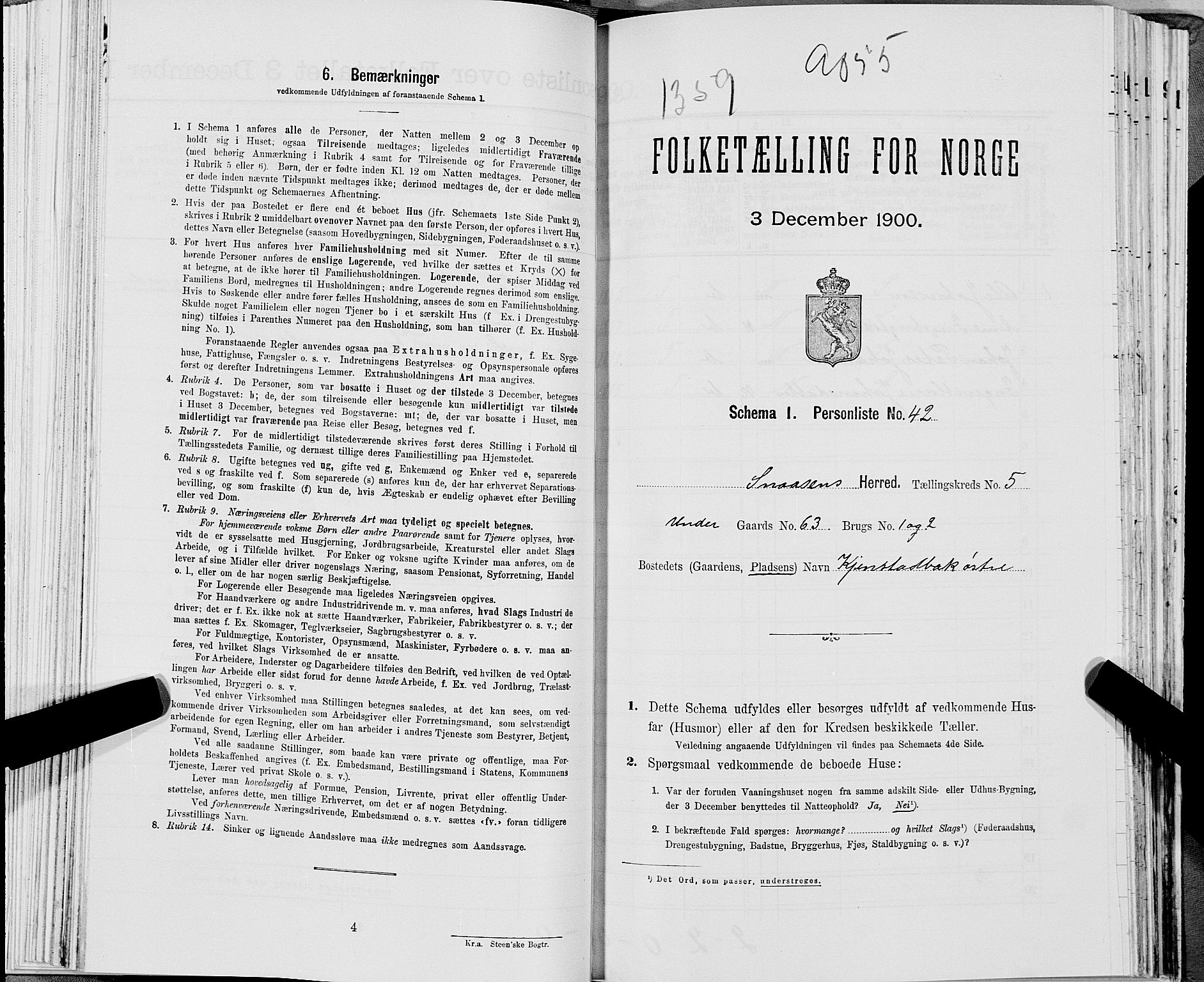 SAT, Folketelling 1900 for 1736 Snåsa herred, 1900, s. 1250