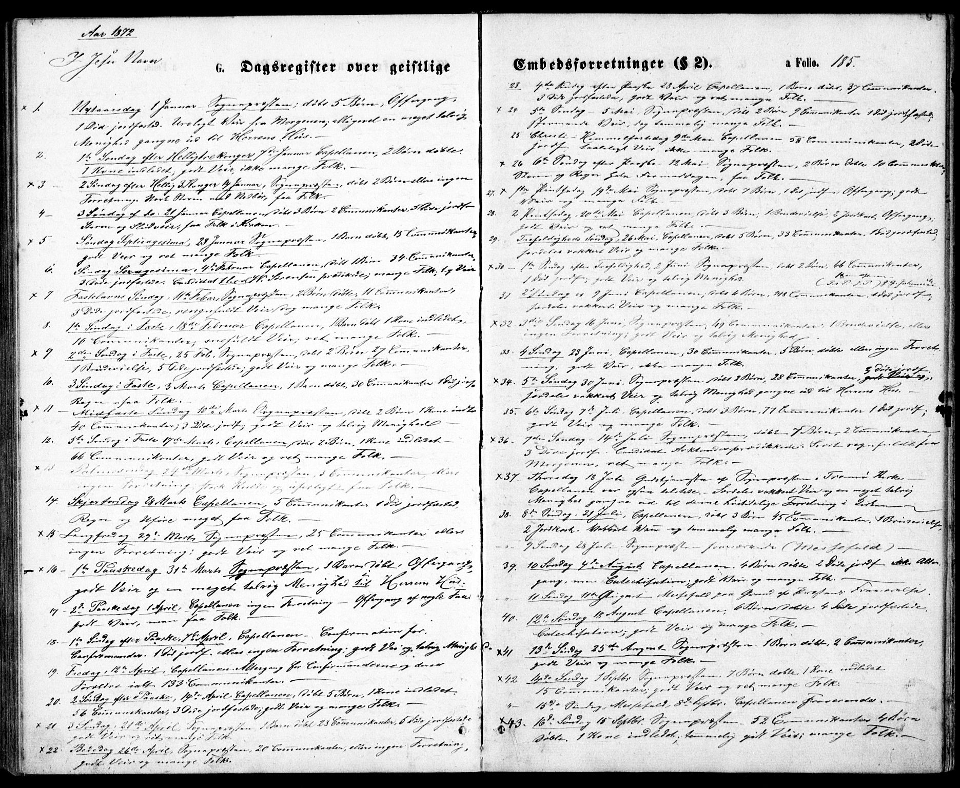 Tromøy sokneprestkontor, SAK/1111-0041/F/Fb/L0004: Klokkerbok nr. B 4, 1869-1877, s. 185