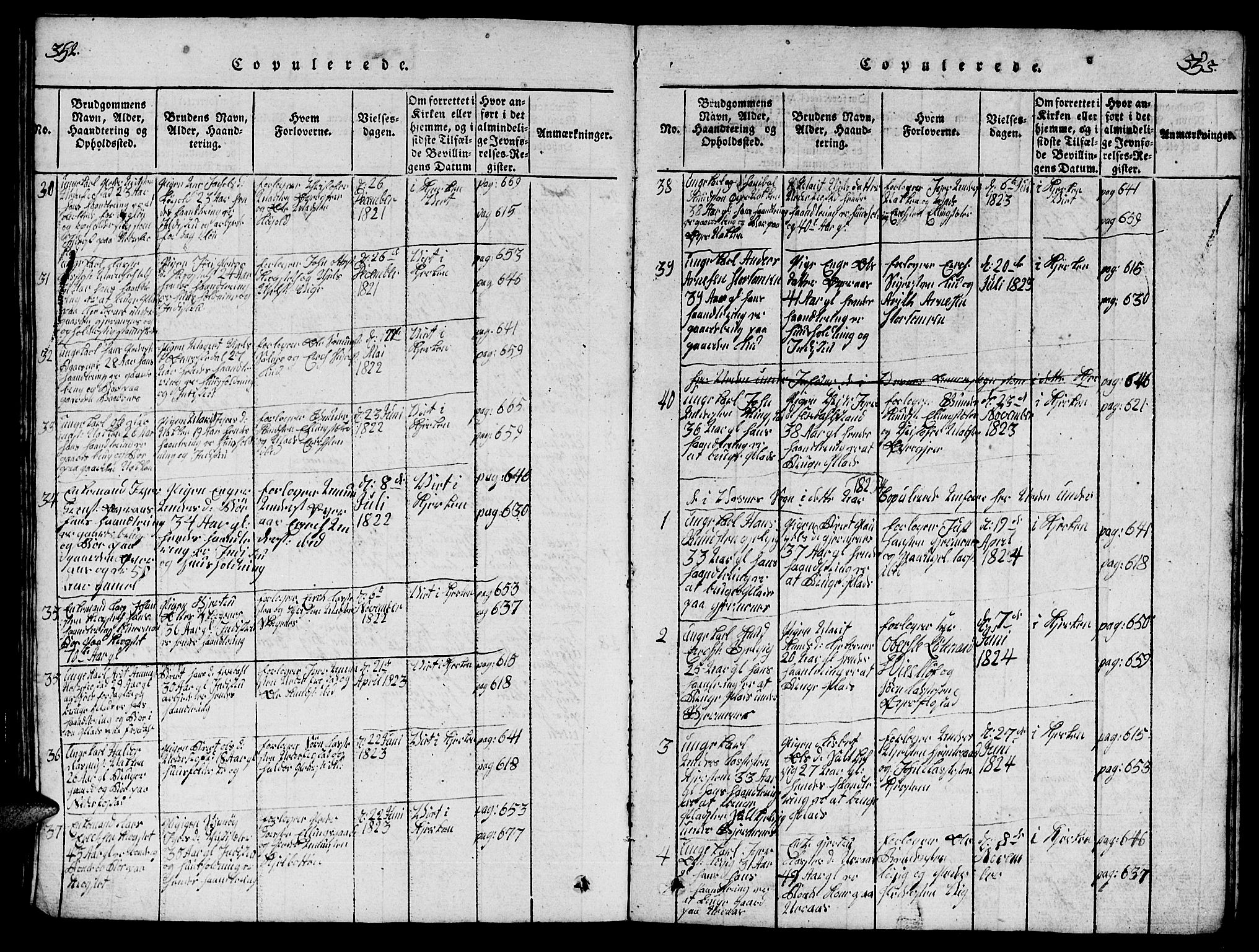 Ministerialprotokoller, klokkerbøker og fødselsregistre - Møre og Romsdal, AV/SAT-A-1454/539/L0535: Klokkerbok nr. 539C01, 1818-1842, s. 352-353