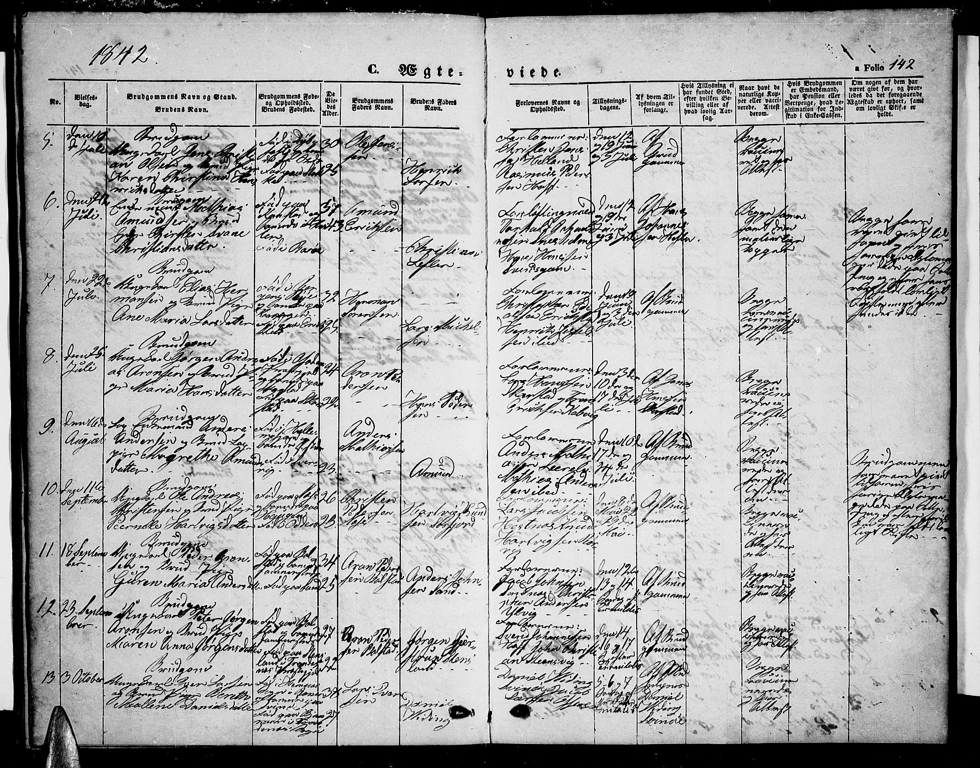 Ministerialprotokoller, klokkerbøker og fødselsregistre - Nordland, SAT/A-1459/872/L1045: Klokkerbok nr. 872C01, 1840-1851, s. 142