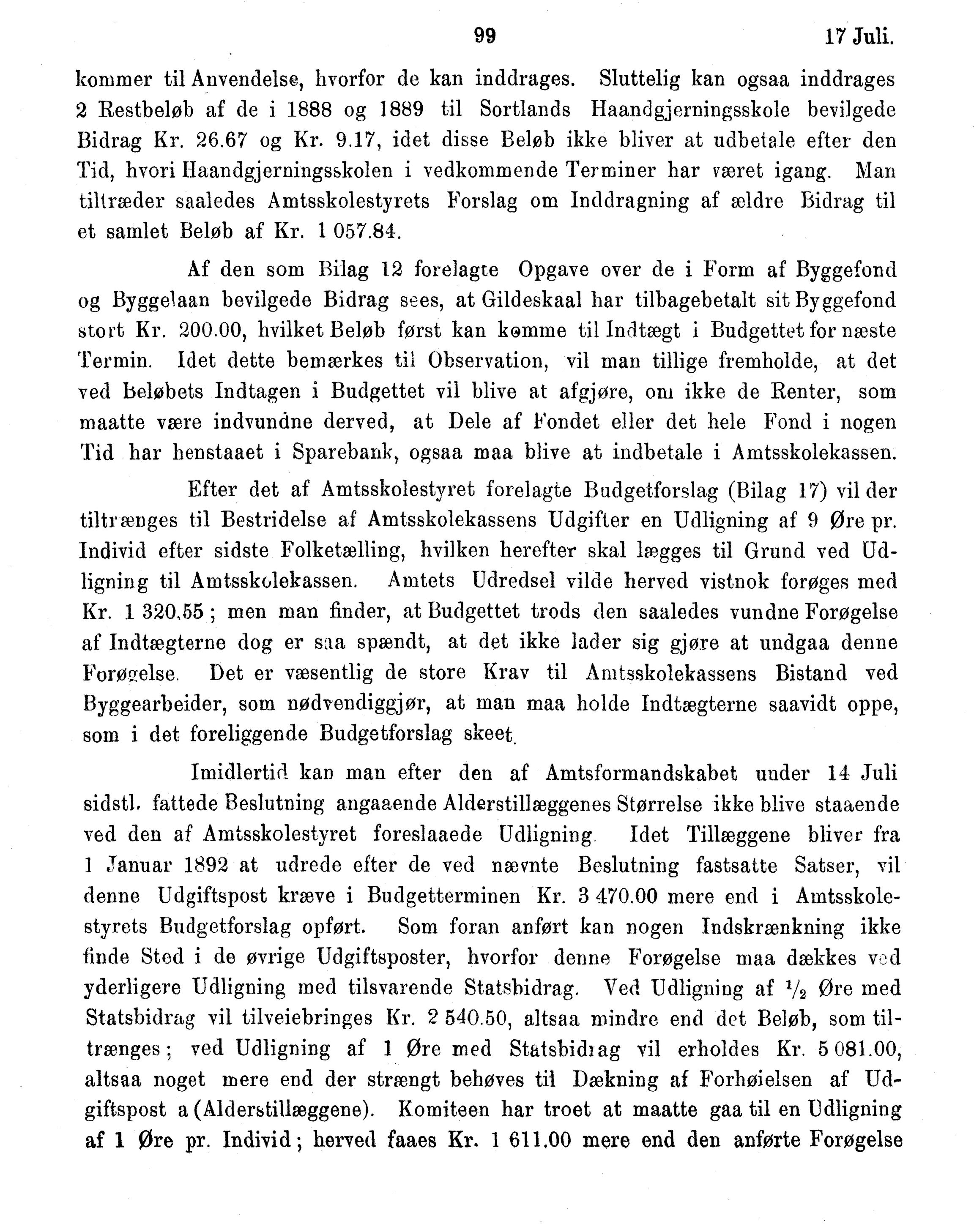 Nordland Fylkeskommune. Fylkestinget, AIN/NFK-17/176/A/Ac/L0016: Fylkestingsforhandlinger 1891-1893, 1891-1893