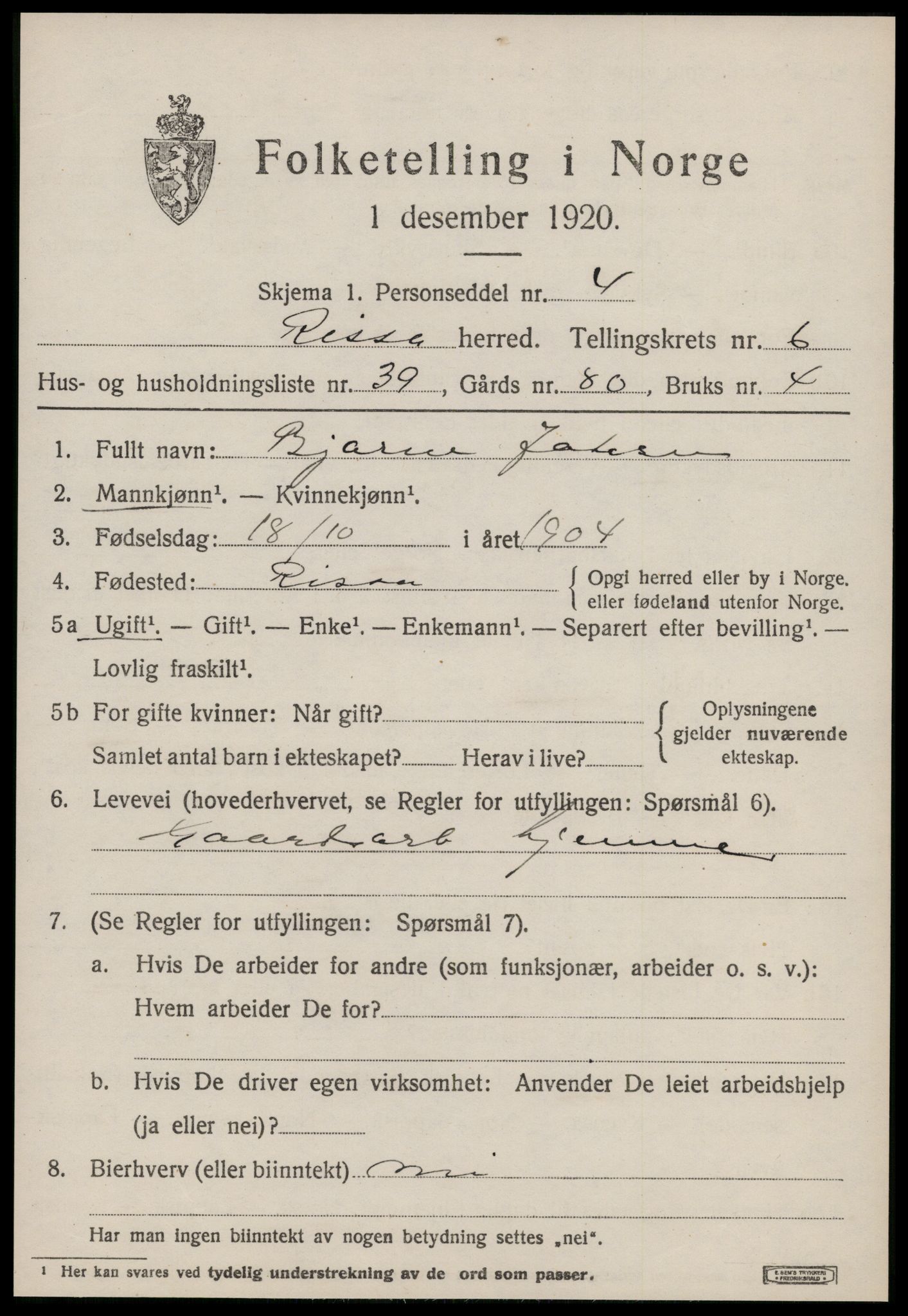 SAT, Folketelling 1920 for 1624 Rissa herred, 1920, s. 4791