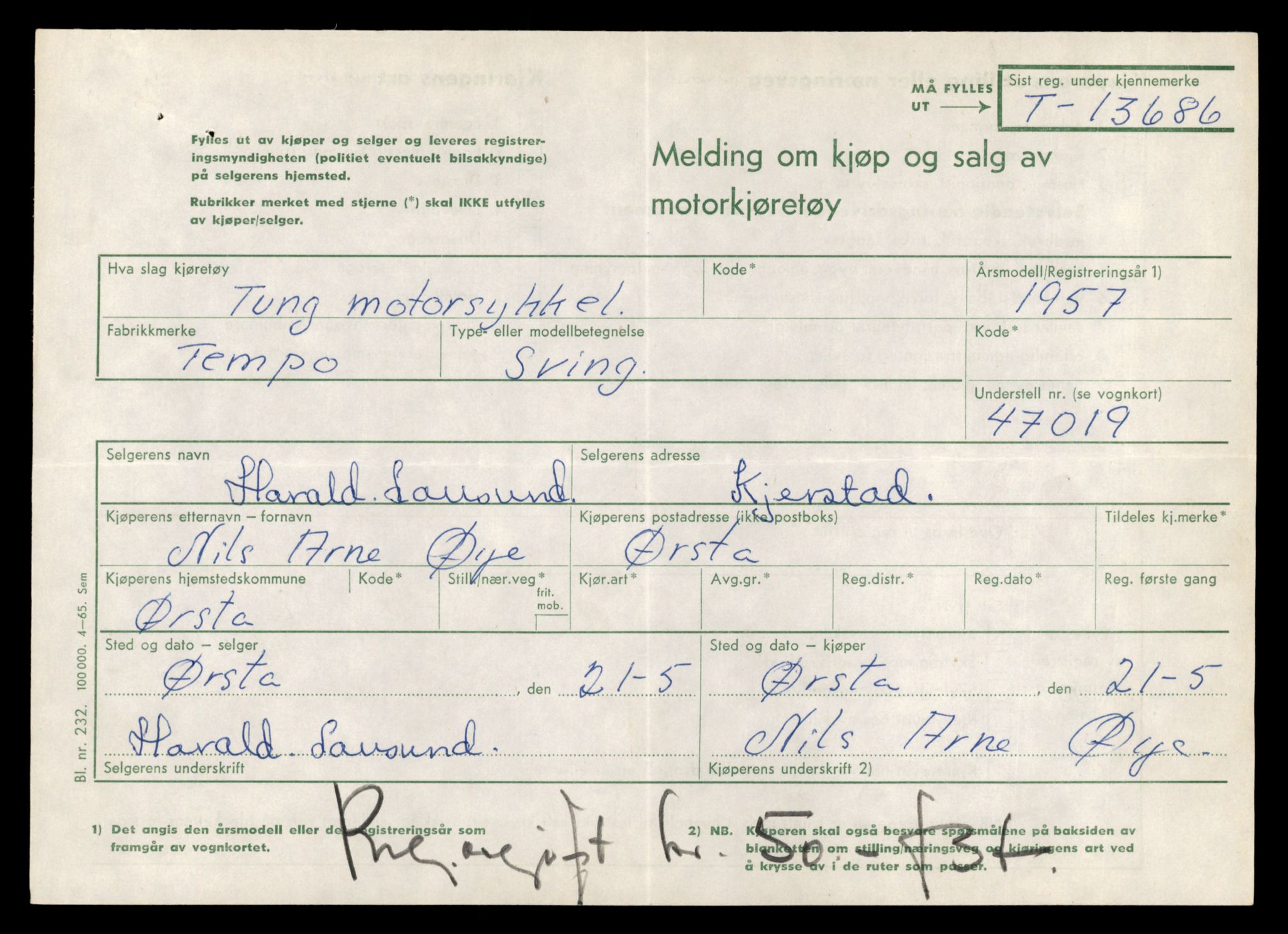 Møre og Romsdal vegkontor - Ålesund trafikkstasjon, AV/SAT-A-4099/F/Fe/L0040: Registreringskort for kjøretøy T 13531 - T 13709, 1927-1998, s. 2671