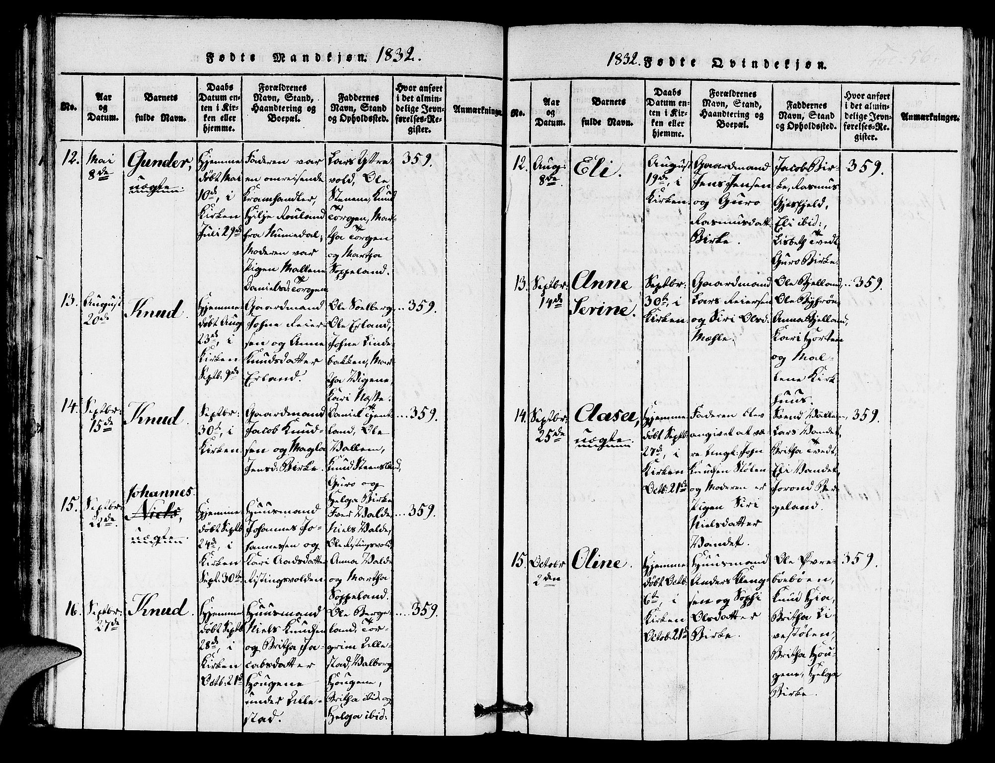 Hjelmeland sokneprestkontor, AV/SAST-A-101843/01/IV/L0005: Ministerialbok nr. A 5, 1816-1841, s. 56