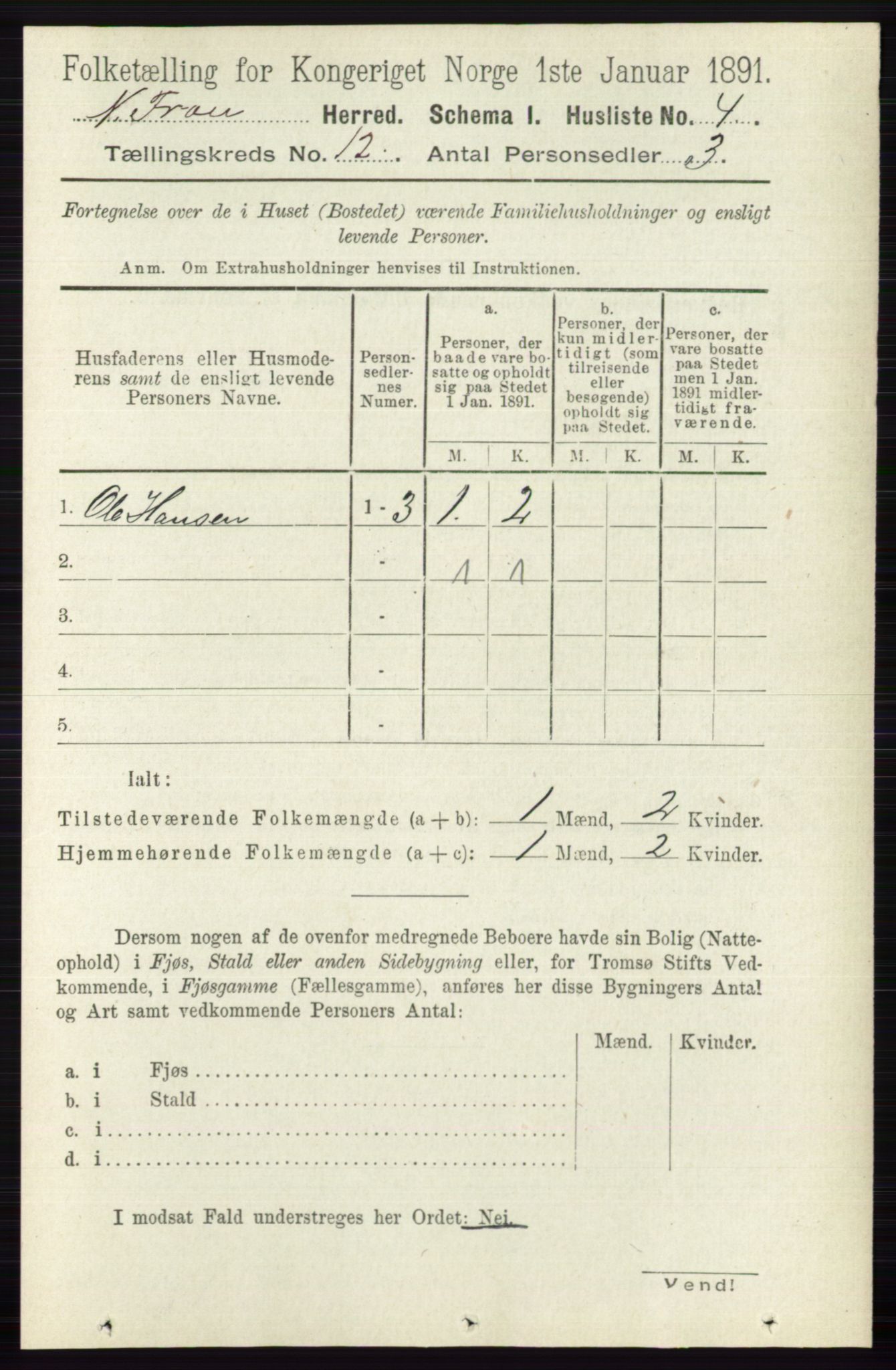 RA, Folketelling 1891 for 0518 Nord-Fron herred, 1891, s. 5066