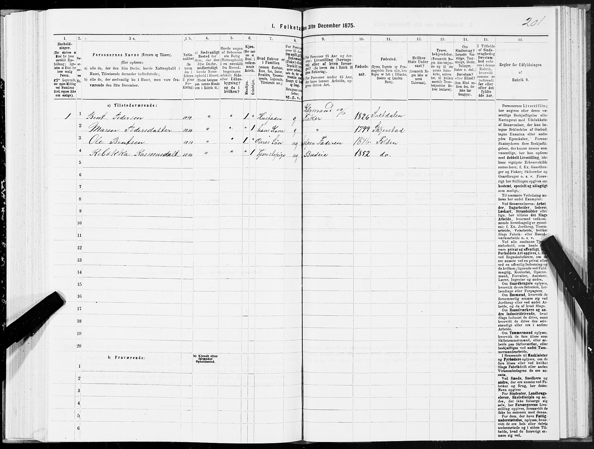 SAT, Folketelling 1875 for 1845P Folda prestegjeld, 1875, s. 3201