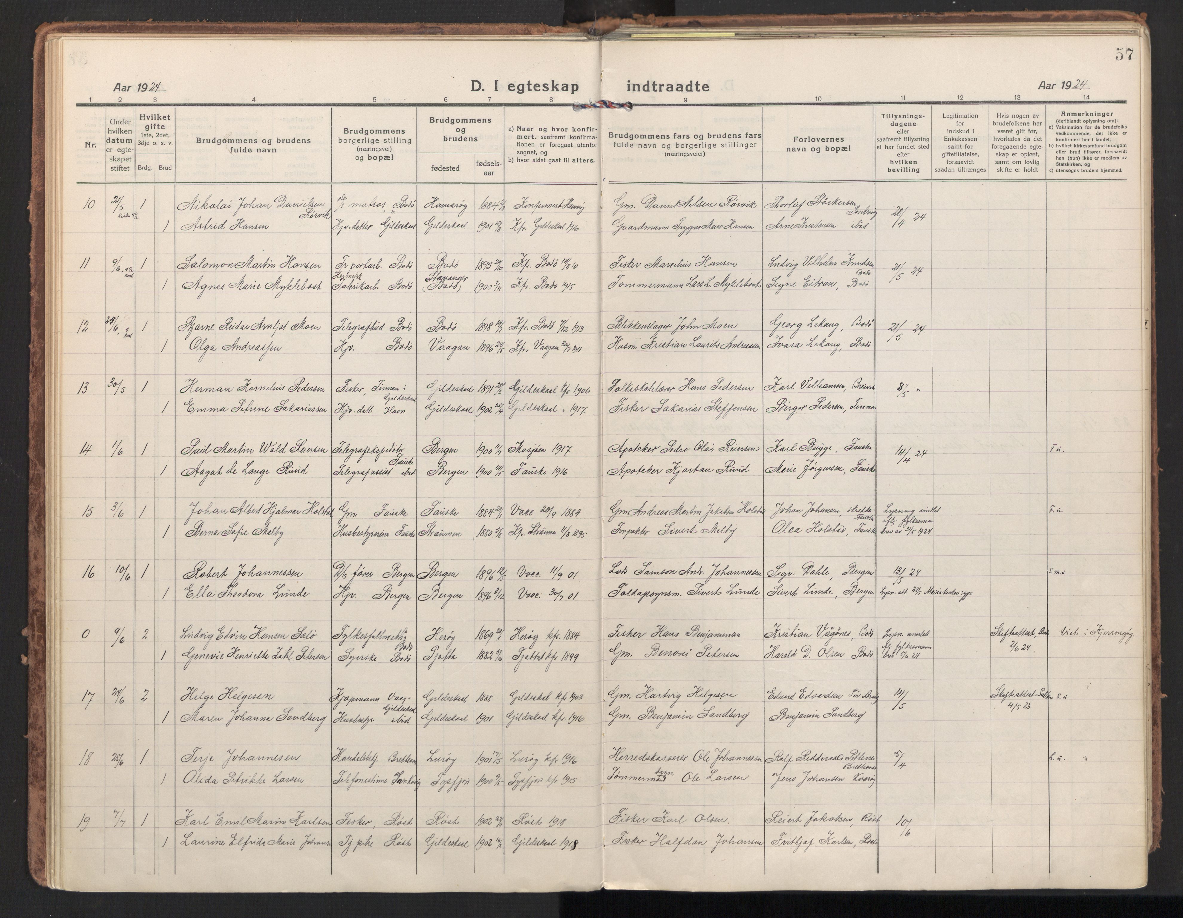 Ministerialprotokoller, klokkerbøker og fødselsregistre - Nordland, AV/SAT-A-1459/801/L0018: Ministerialbok nr. 801A18, 1916-1930, s. 57