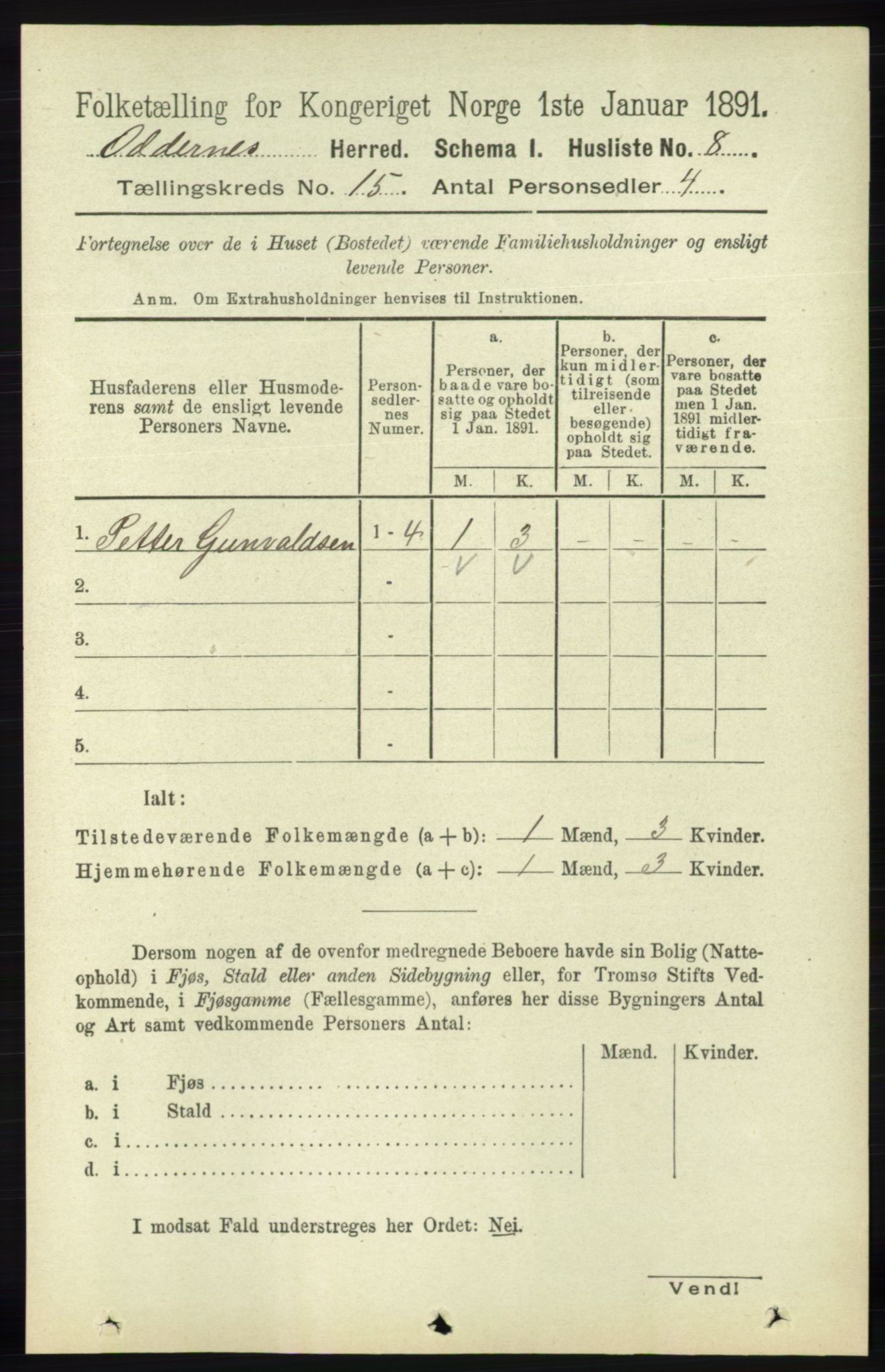 RA, Folketelling 1891 for 1012 Oddernes herred, 1891, s. 5017