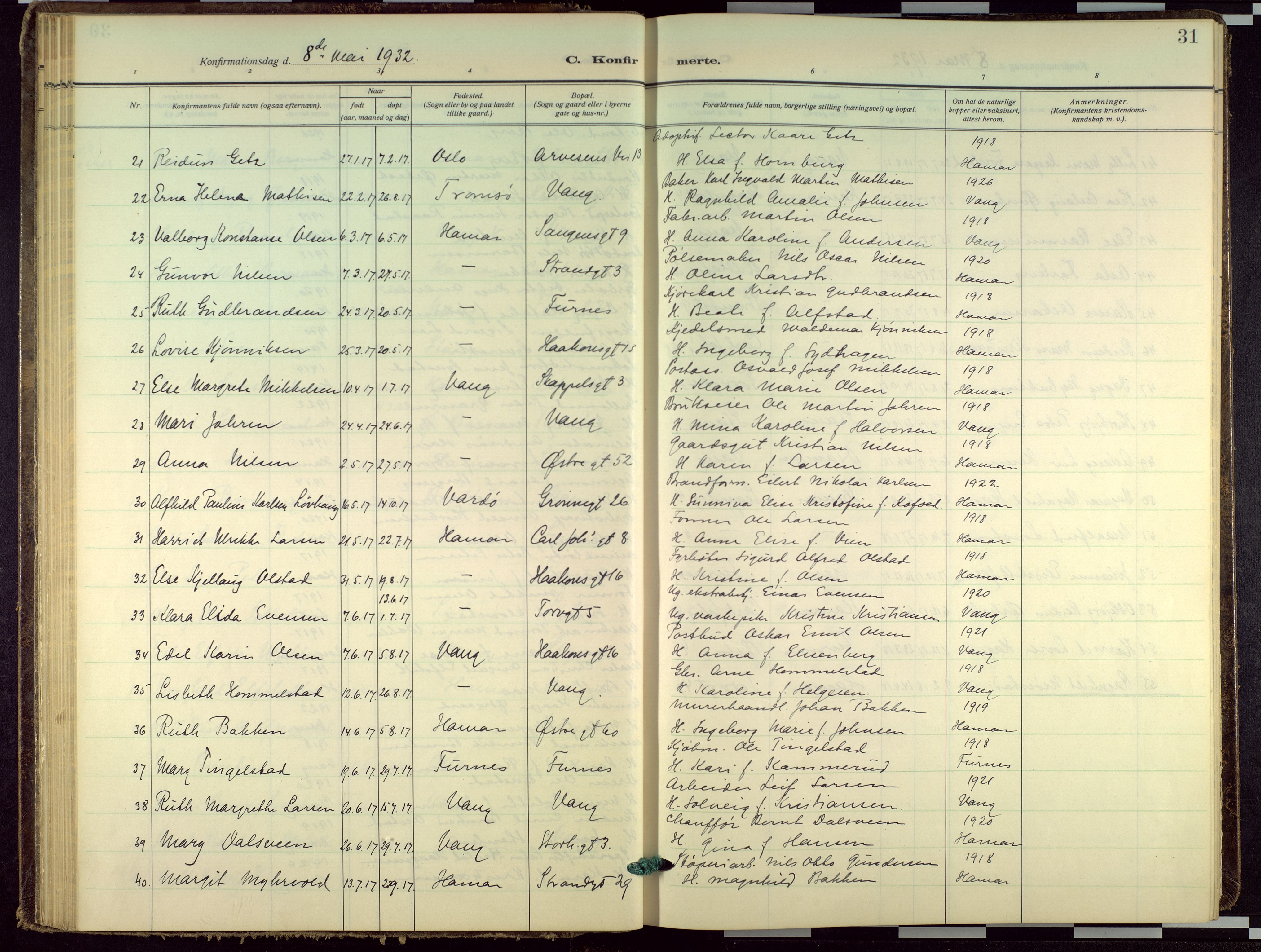 Hamar prestekontor, AV/SAH-DOMPH-002/H/Ha/Haa/L0005: Ministerialbok nr. 5, 1929-1958, s. 31