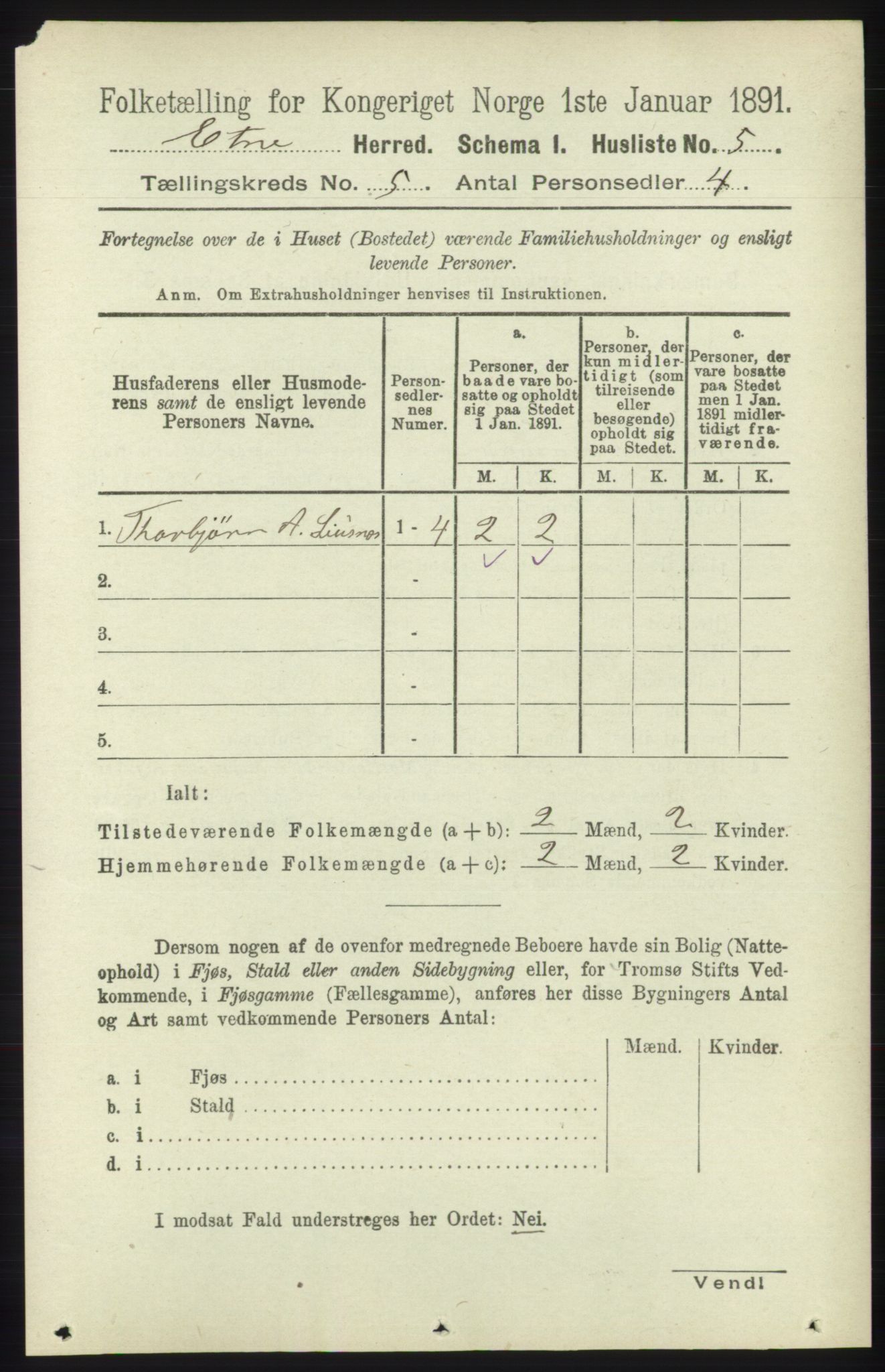 RA, Folketelling 1891 for 1211 Etne herred, 1891, s. 989