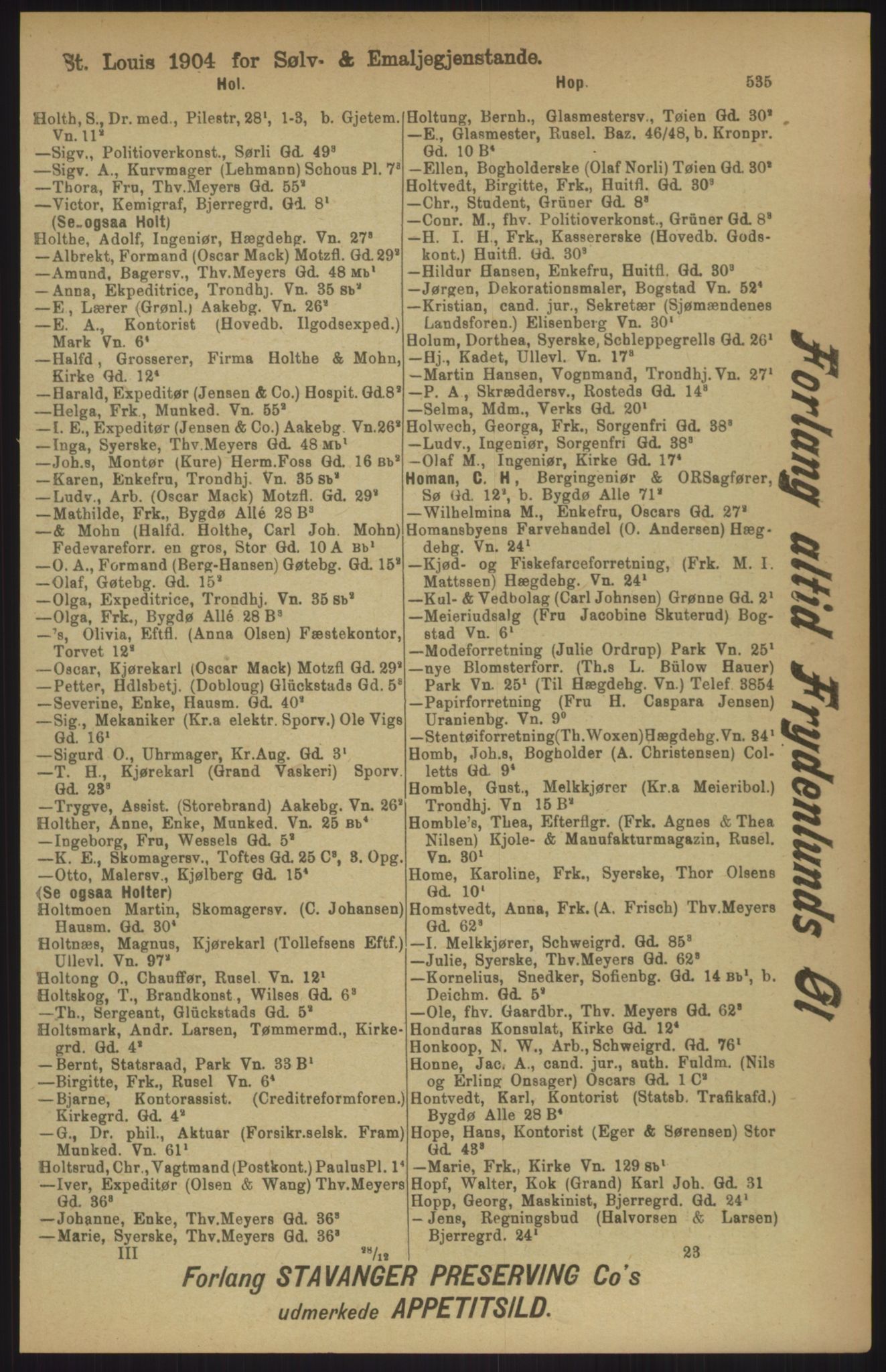 Kristiania/Oslo adressebok, PUBL/-, 1911, s. 535