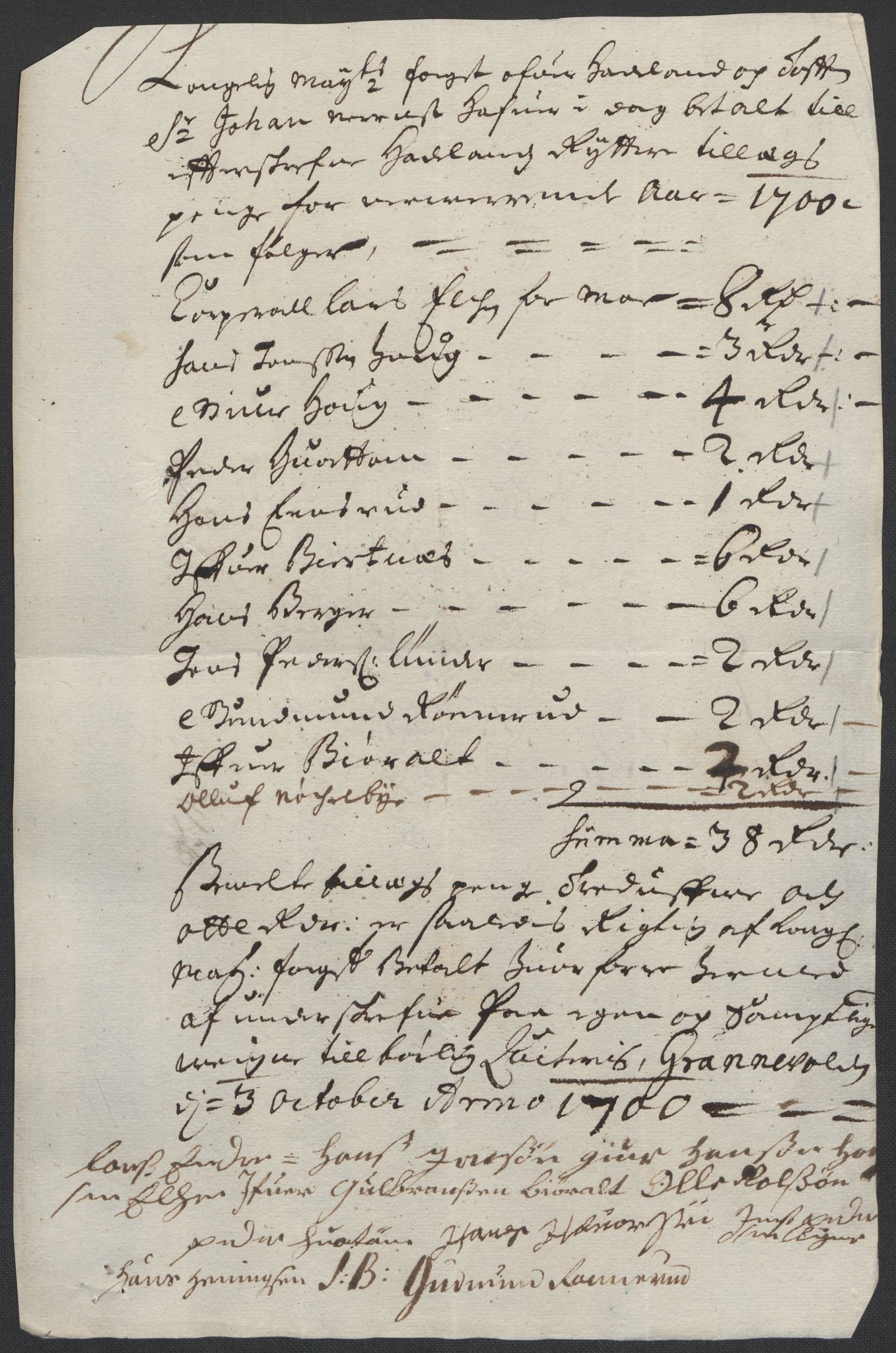 Rentekammeret inntil 1814, Reviderte regnskaper, Fogderegnskap, AV/RA-EA-4092/R18/L1298: Fogderegnskap Hadeland, Toten og Valdres, 1700, s. 339