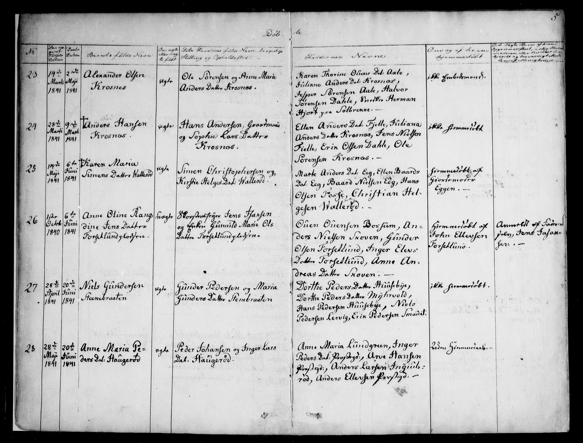 Onsøy prestekontor Kirkebøker, AV/SAO-A-10914/F/Fa/L0003: Ministerialbok nr. I 3, 1841-1860, s. 5