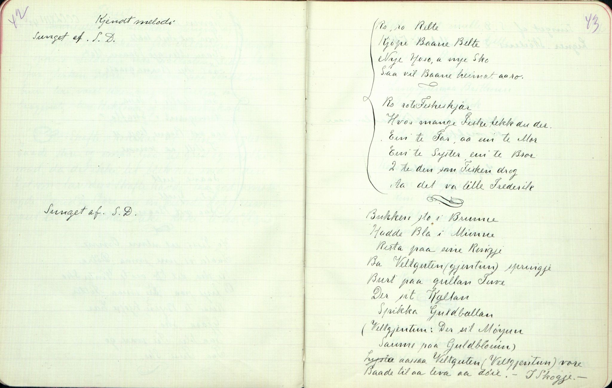 Rikard Berge, TEMU/TGM-A-1003/F/L0003/0021: 061-100 Innholdslister / 80 Visur, Baansuller, Slatterim,  Leiker, Kulokker. Gudbrandsdal, Vaagaa, 1910, s. 42-43