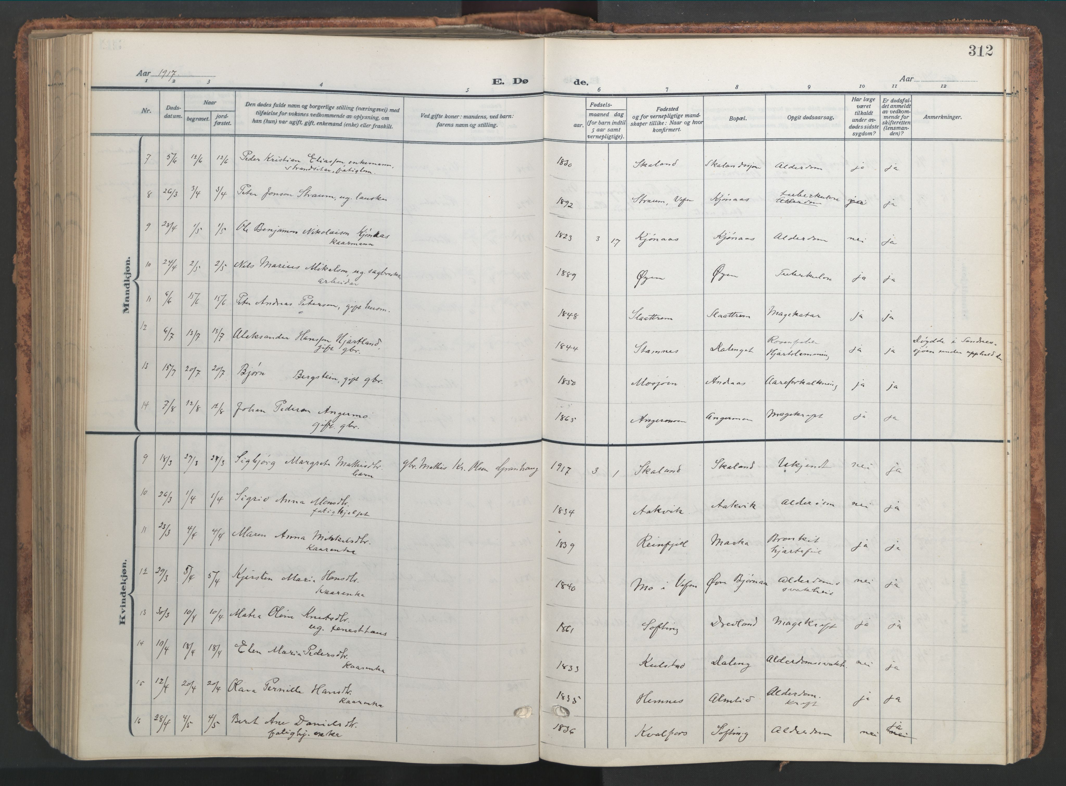 Ministerialprotokoller, klokkerbøker og fødselsregistre - Nordland, AV/SAT-A-1459/820/L0302: Klokkerbok nr. 820C04, 1917-1948, s. 312