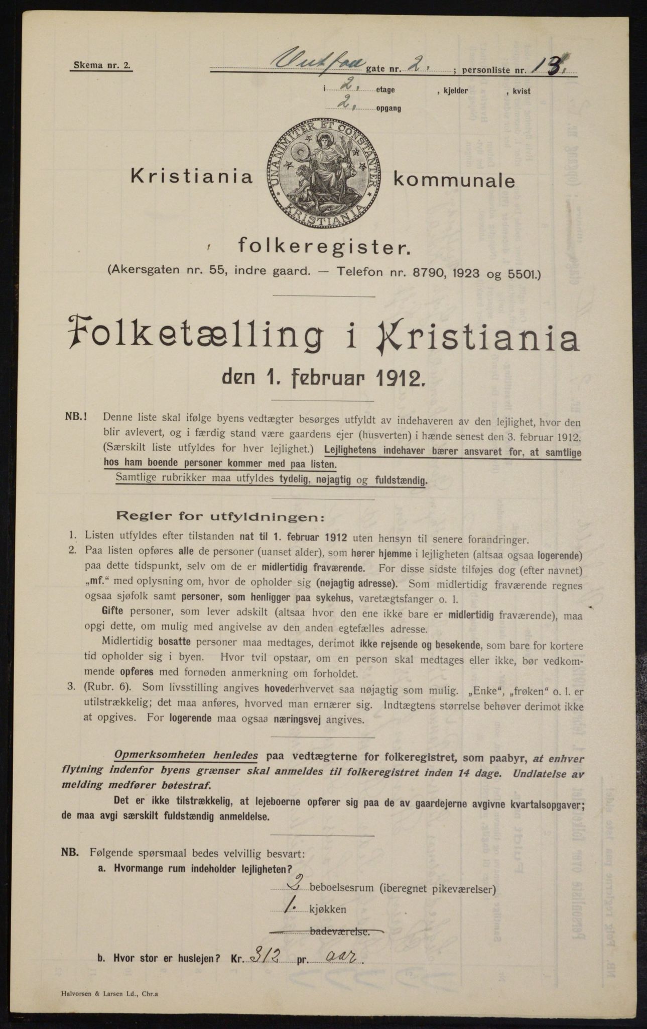 OBA, Kommunal folketelling 1.2.1912 for Kristiania, 1912, s. 122375