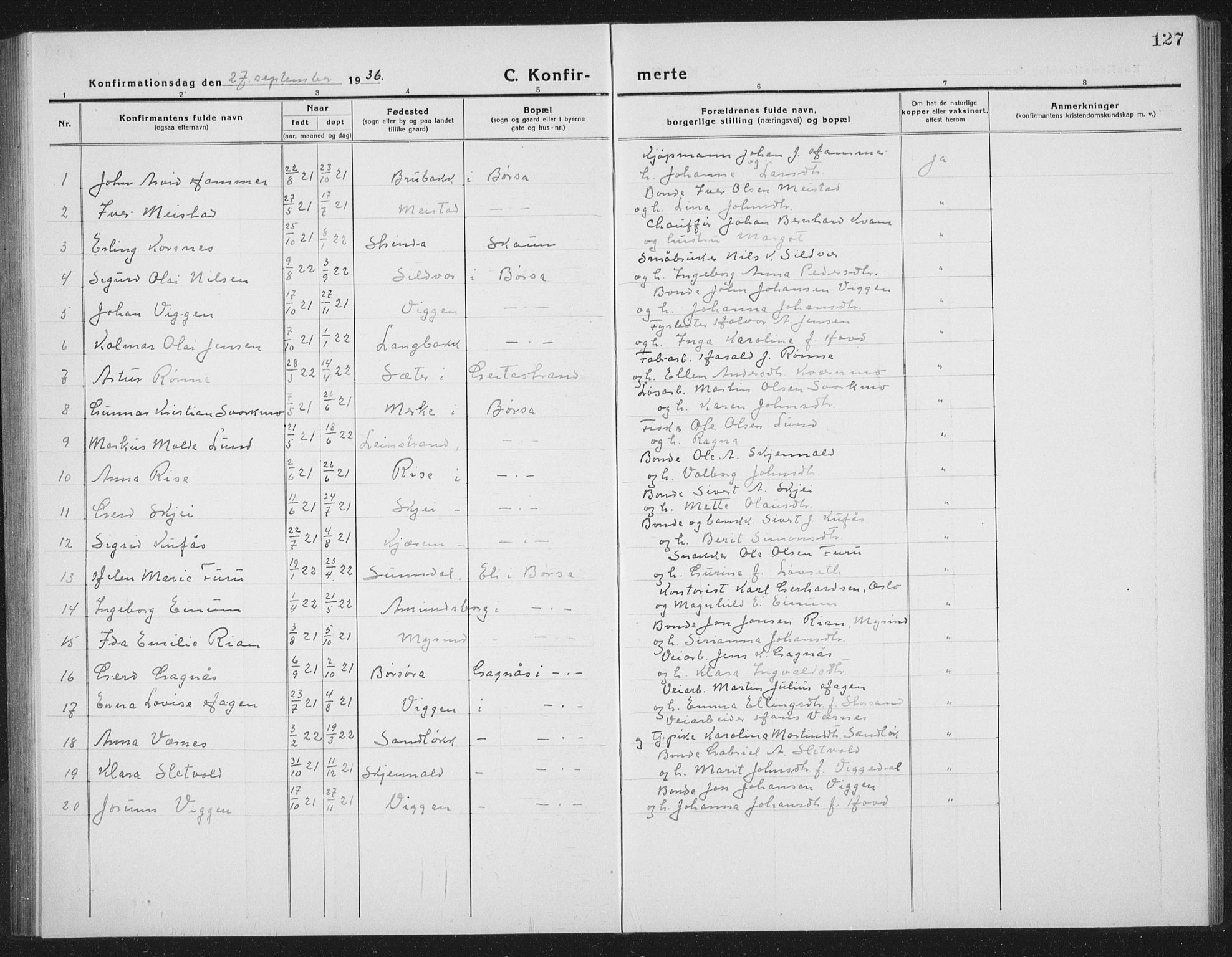 Ministerialprotokoller, klokkerbøker og fødselsregistre - Sør-Trøndelag, SAT/A-1456/665/L0778: Klokkerbok nr. 665C03, 1916-1938, s. 127