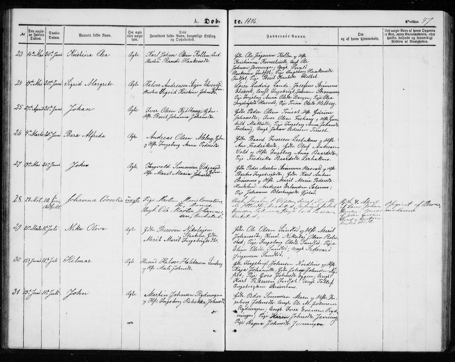 Målselv sokneprestembete, AV/SATØ-S-1311/G/Ga/Gab/L0007klokker: Klokkerbok nr. 7, 1876-1895, s. 47