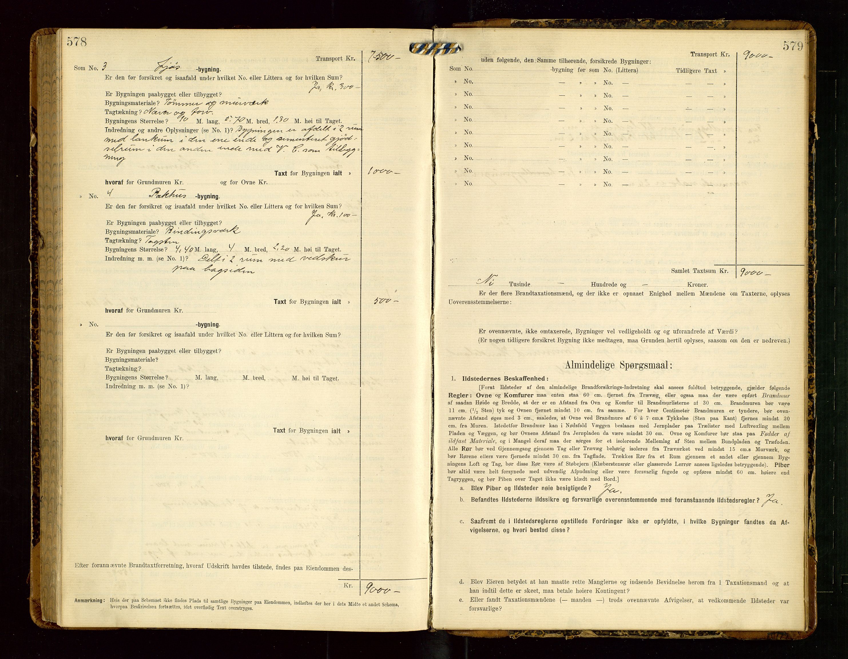 Lund lensmannskontor, SAST/A-100303/Gob/L0002: "Brandtakstprotokol", 1908-1918, s. 578-579