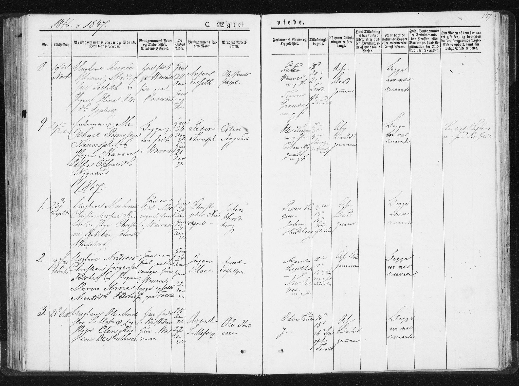 Ministerialprotokoller, klokkerbøker og fødselsregistre - Nord-Trøndelag, SAT/A-1458/744/L0418: Ministerialbok nr. 744A02, 1843-1866, s. 147