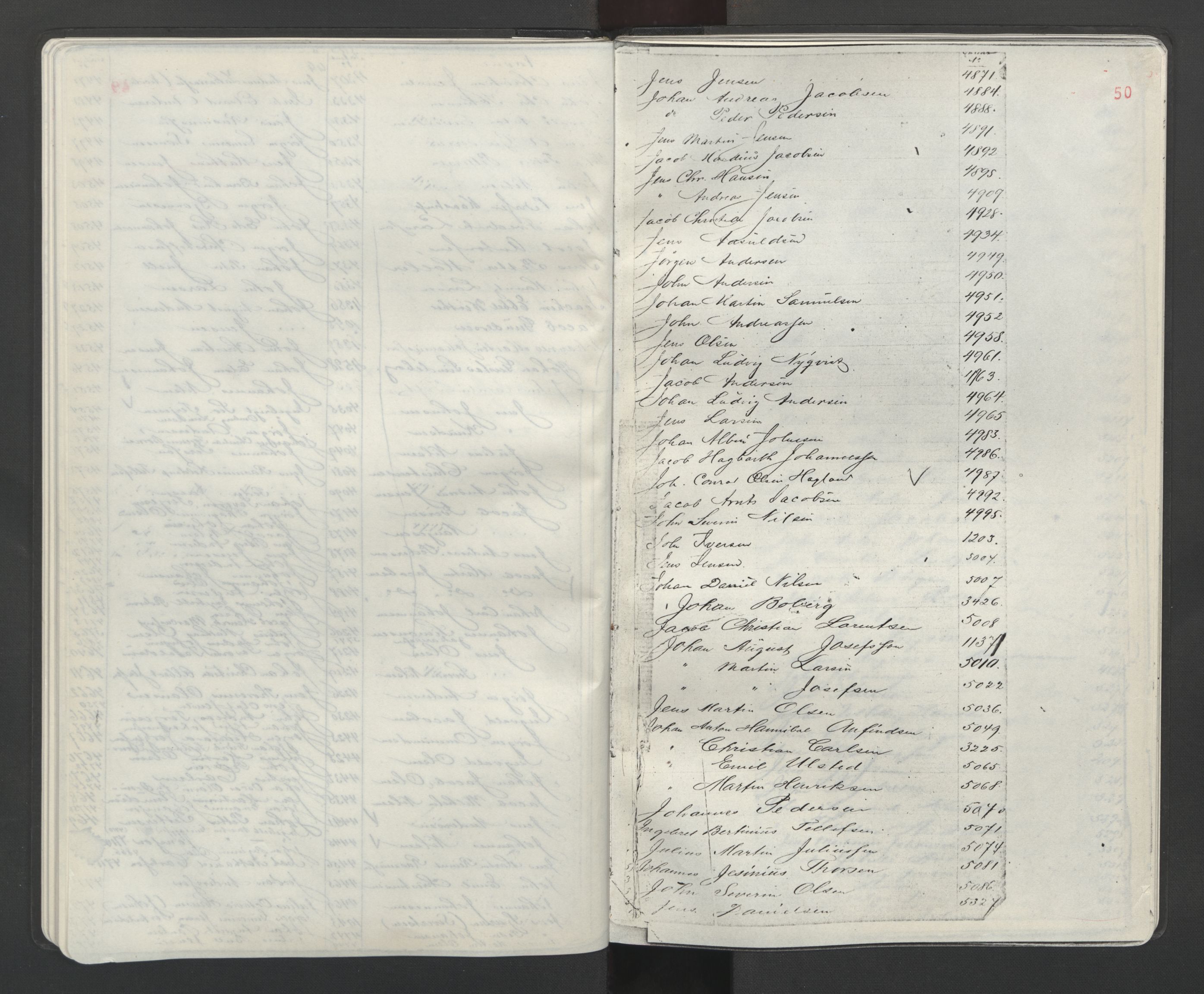 Arendal mønstringskrets, AV/SAK-2031-0012/F/Fb/L0027: Register til hovedrulle A nr 1-7400, hovedrulle B nr 1-852, S-25, 1868-1920, s. 51