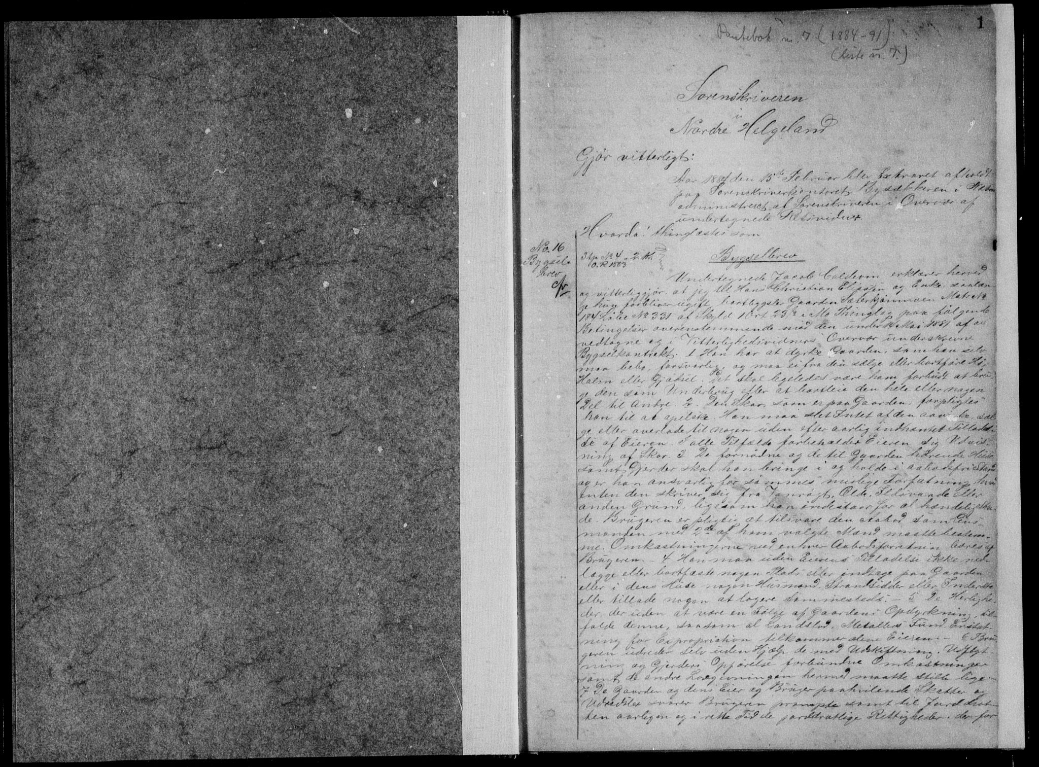 Rana sorenskriveri , SAT/A-1108/1/2/2C/L0007: Pantebok nr. 7I, 1884-1888, s. 1