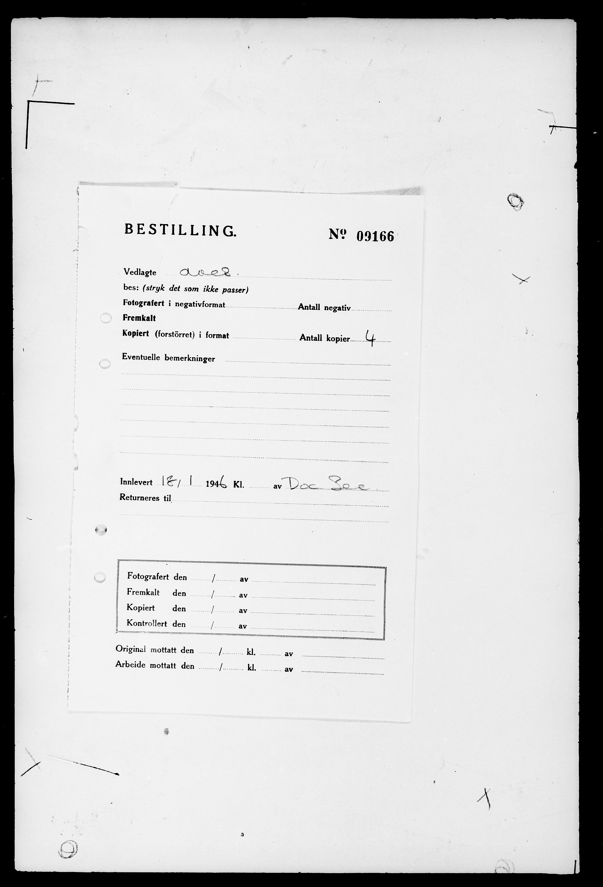 Documents Section, RA/RAFA-2200/V/L0071: Film med FO IIs bestillingsnummer., 1940-1945, s. 152