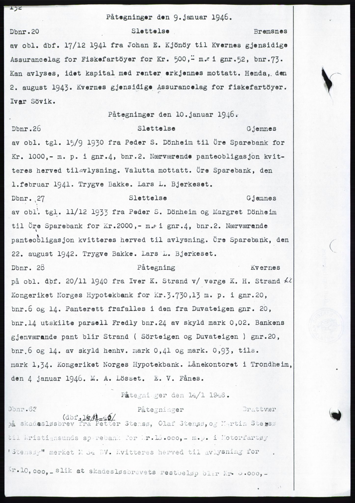 Nordmøre sorenskriveri, SAT/A-4132/1/2/2Ca: Pantebok nr. C82b, 1946-1951, Dagboknr: 20/1946
