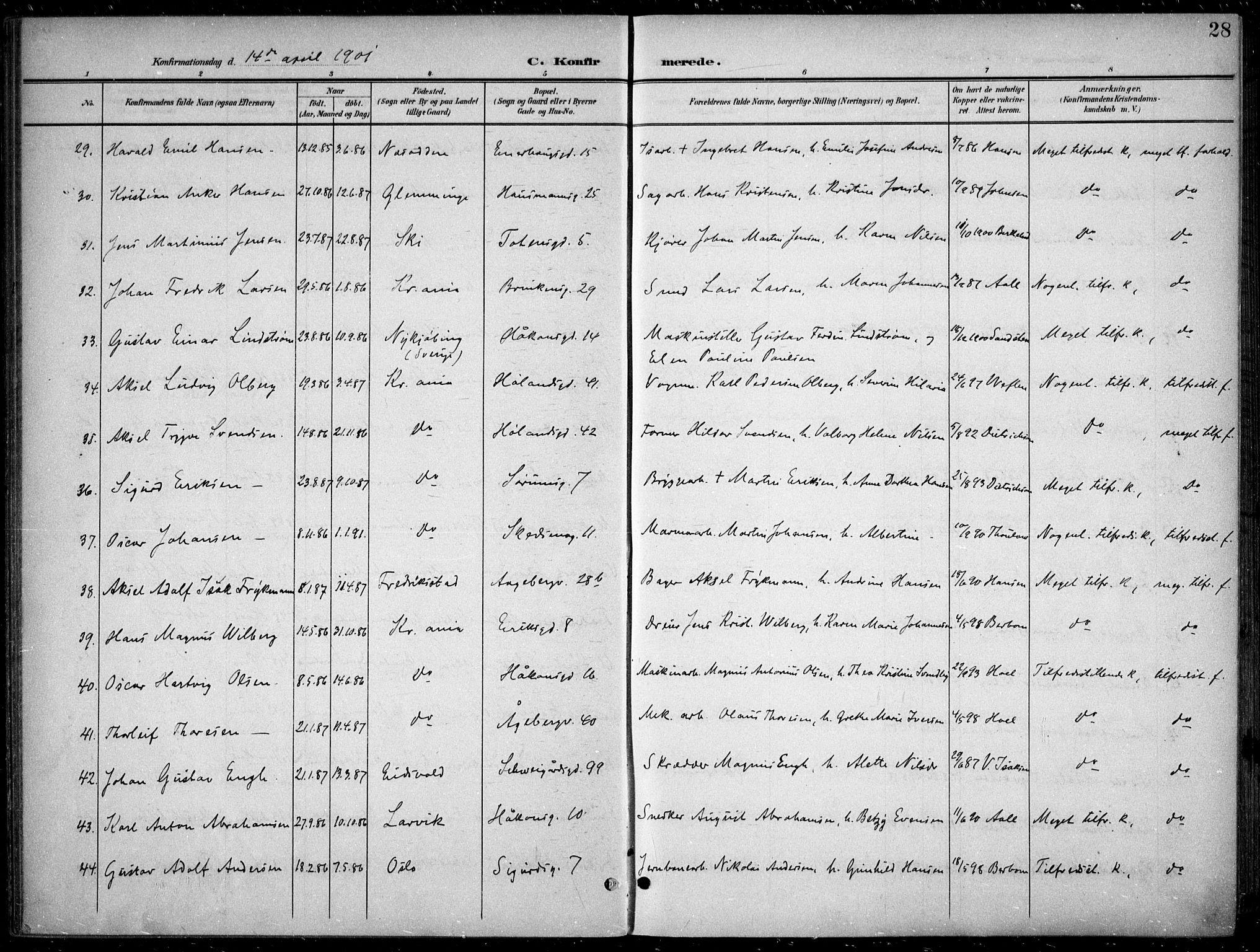 Kampen prestekontor Kirkebøker, AV/SAO-A-10853/F/Fa/L0009: Ministerialbok nr. I 9, 1899-1911, s. 28