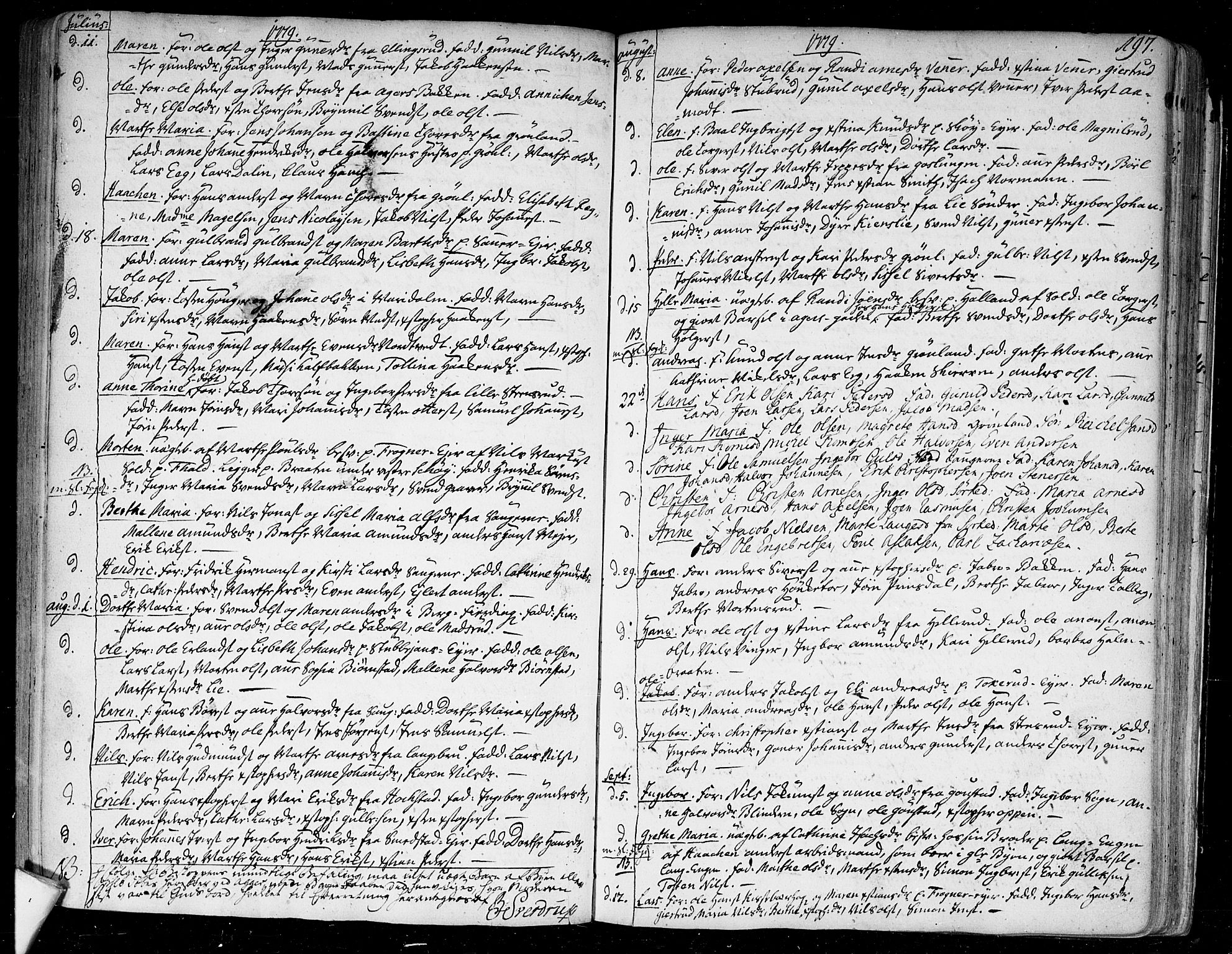 Aker prestekontor kirkebøker, SAO/A-10861/F/L0009: Ministerialbok nr. 9, 1765-1785, s. 197