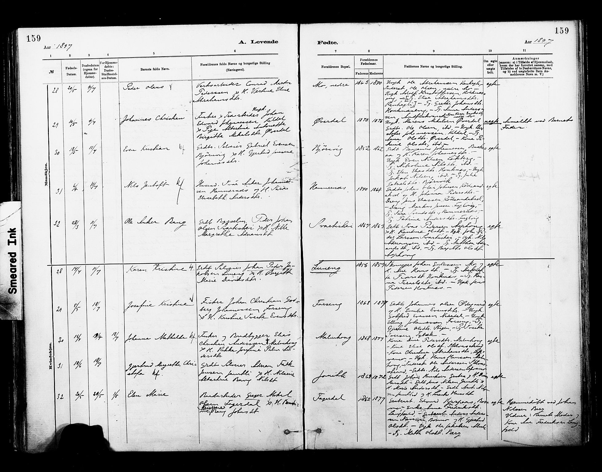 Ministerialprotokoller, klokkerbøker og fødselsregistre - Nordland, AV/SAT-A-1459/827/L0400: Ministerialbok nr. 827A12, 1883-1903, s. 159