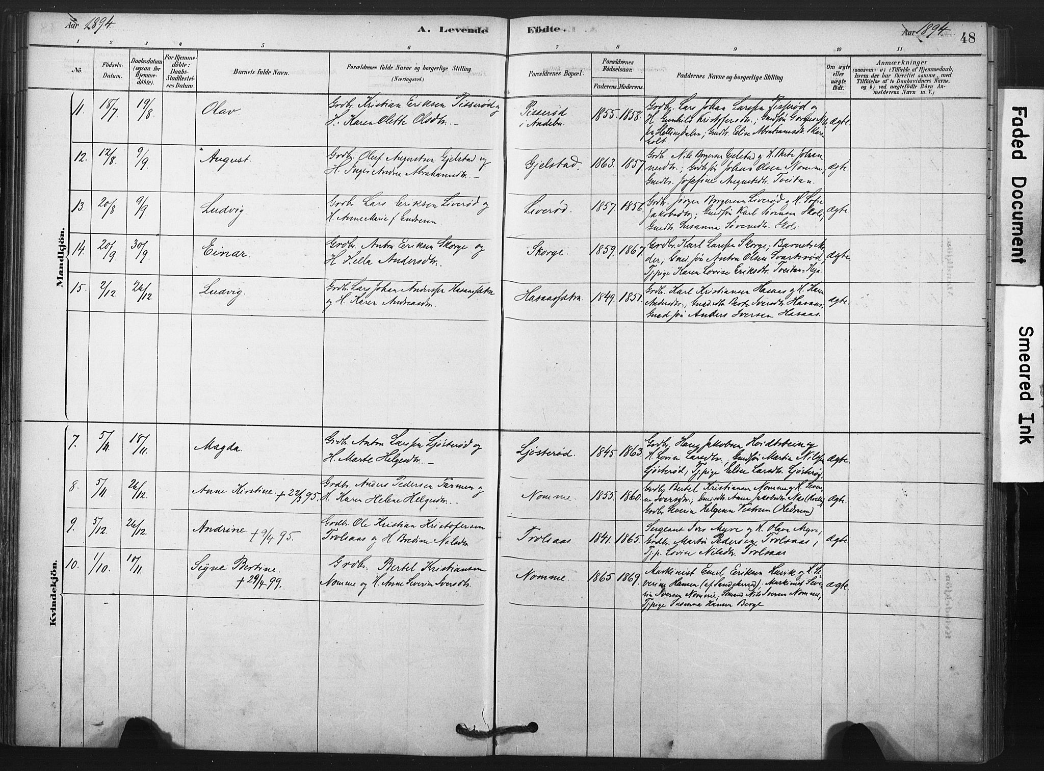 Andebu kirkebøker, AV/SAKO-A-336/F/Fc/L0001: Ministerialbok nr. III 1, 1878-1902, s. 48