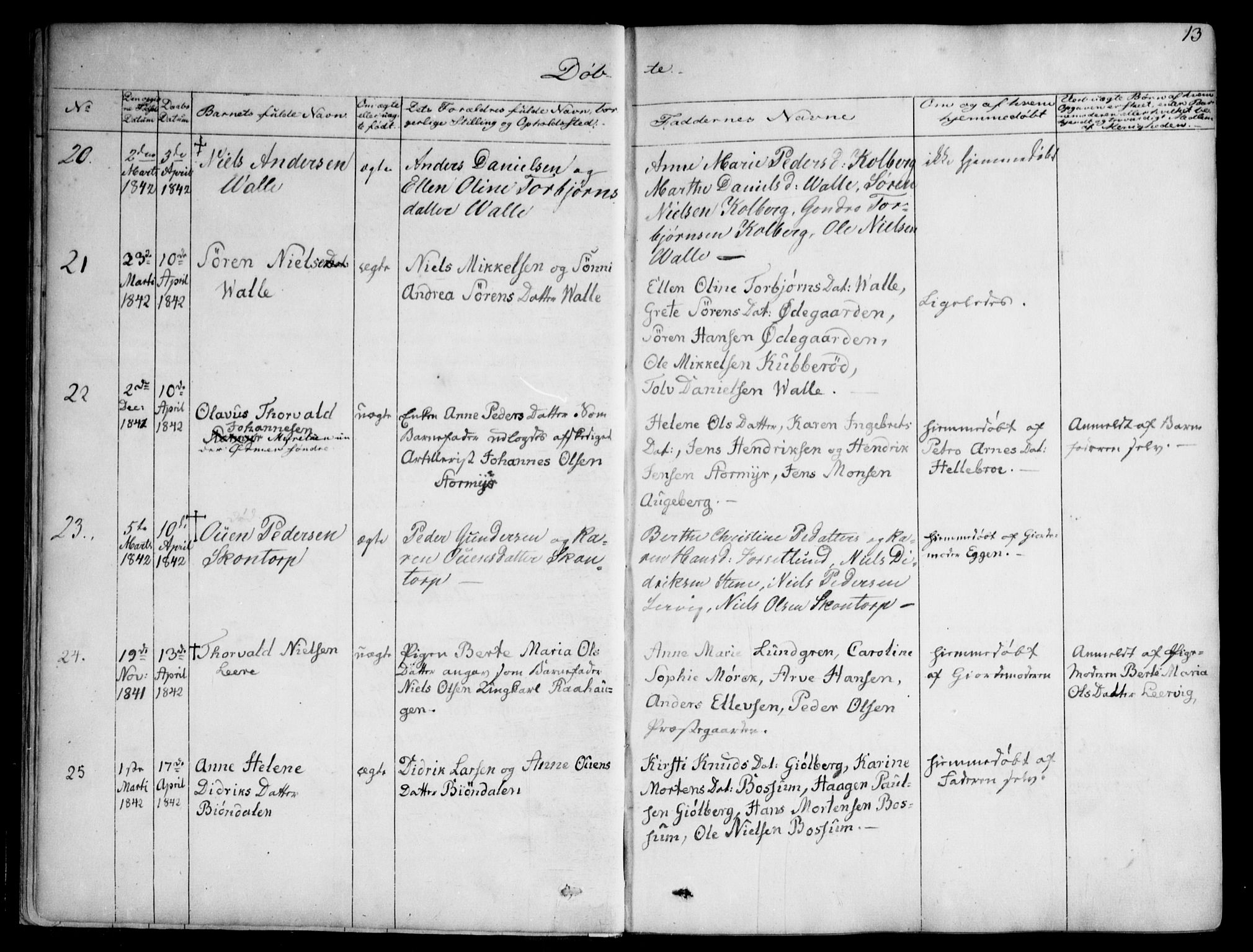 Onsøy prestekontor Kirkebøker, AV/SAO-A-10914/F/Fa/L0003: Ministerialbok nr. I 3, 1841-1860, s. 13