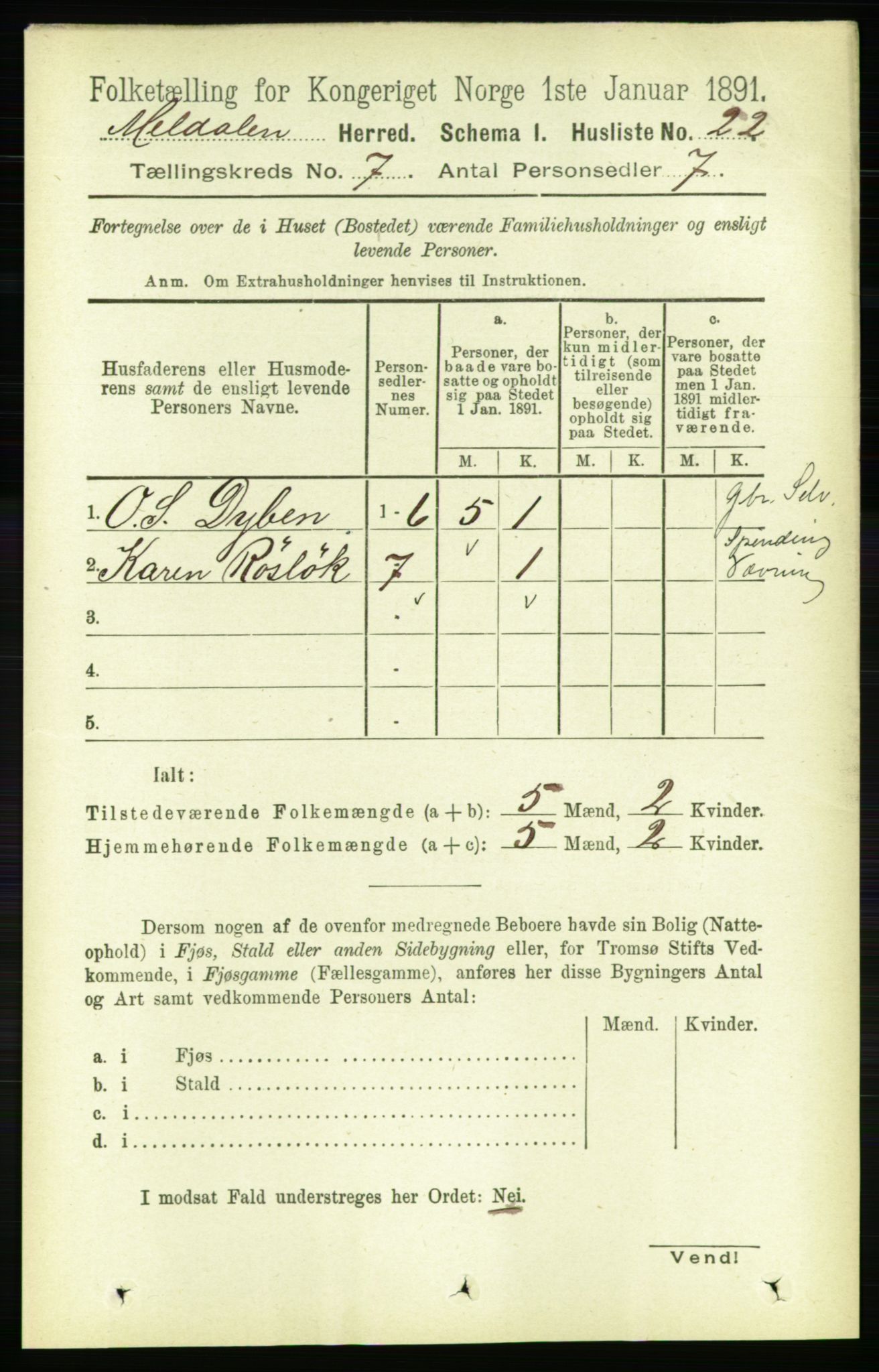 RA, Folketelling 1891 for 1636 Meldal herred, 1891, s. 3352