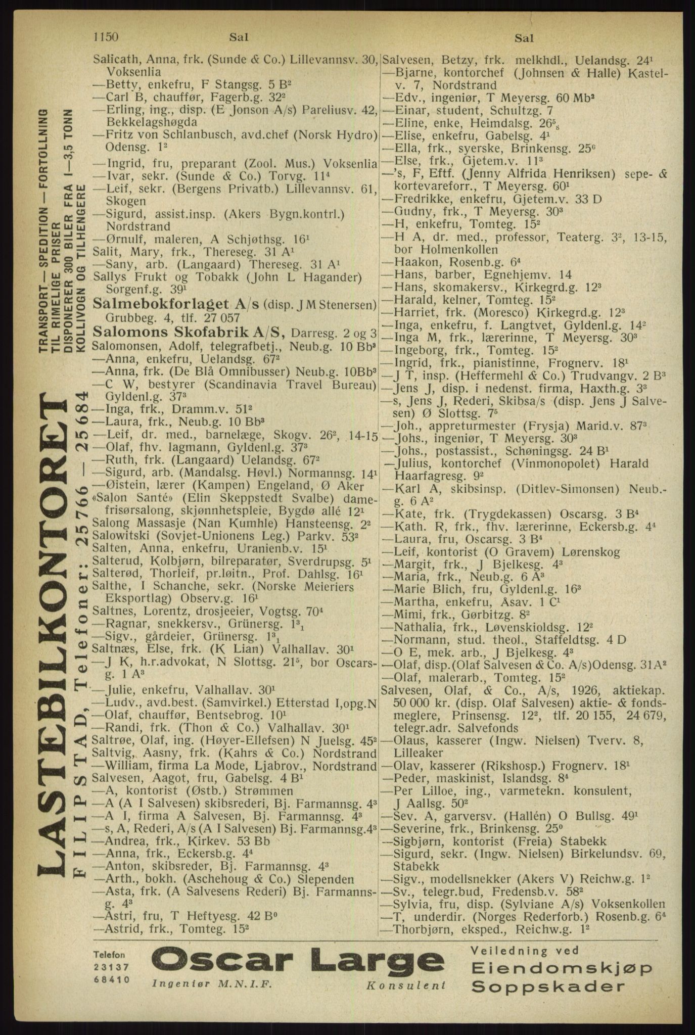Kristiania/Oslo adressebok, PUBL/-, 1933, s. 1150