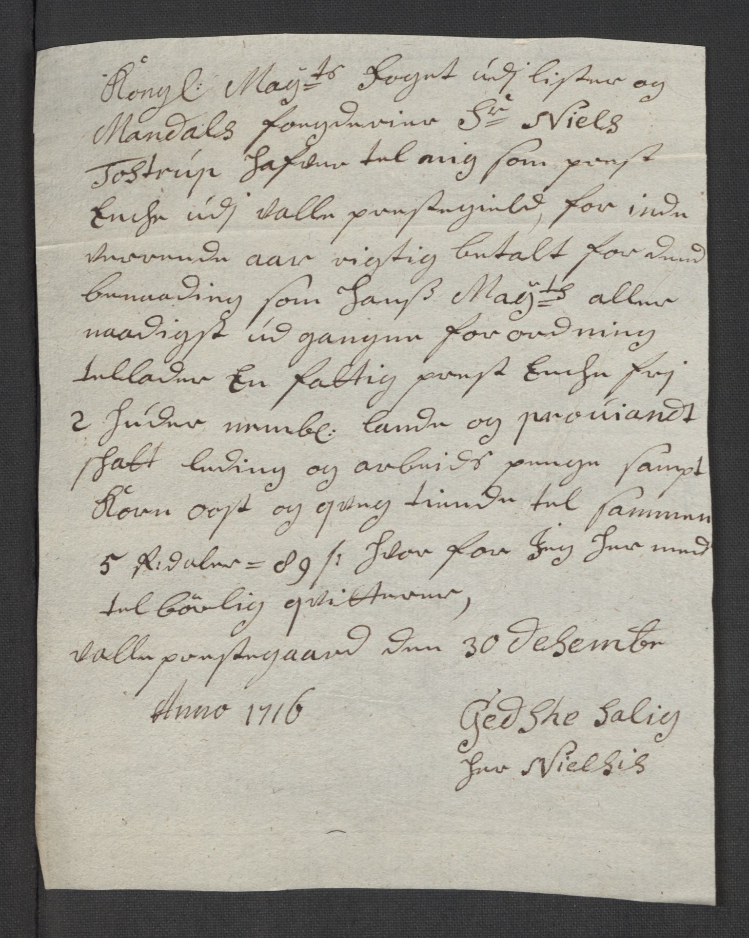 Rentekammeret inntil 1814, Reviderte regnskaper, Fogderegnskap, AV/RA-EA-4092/R43/L2560: Fogderegnskap Lista og Mandal, 1716, s. 195