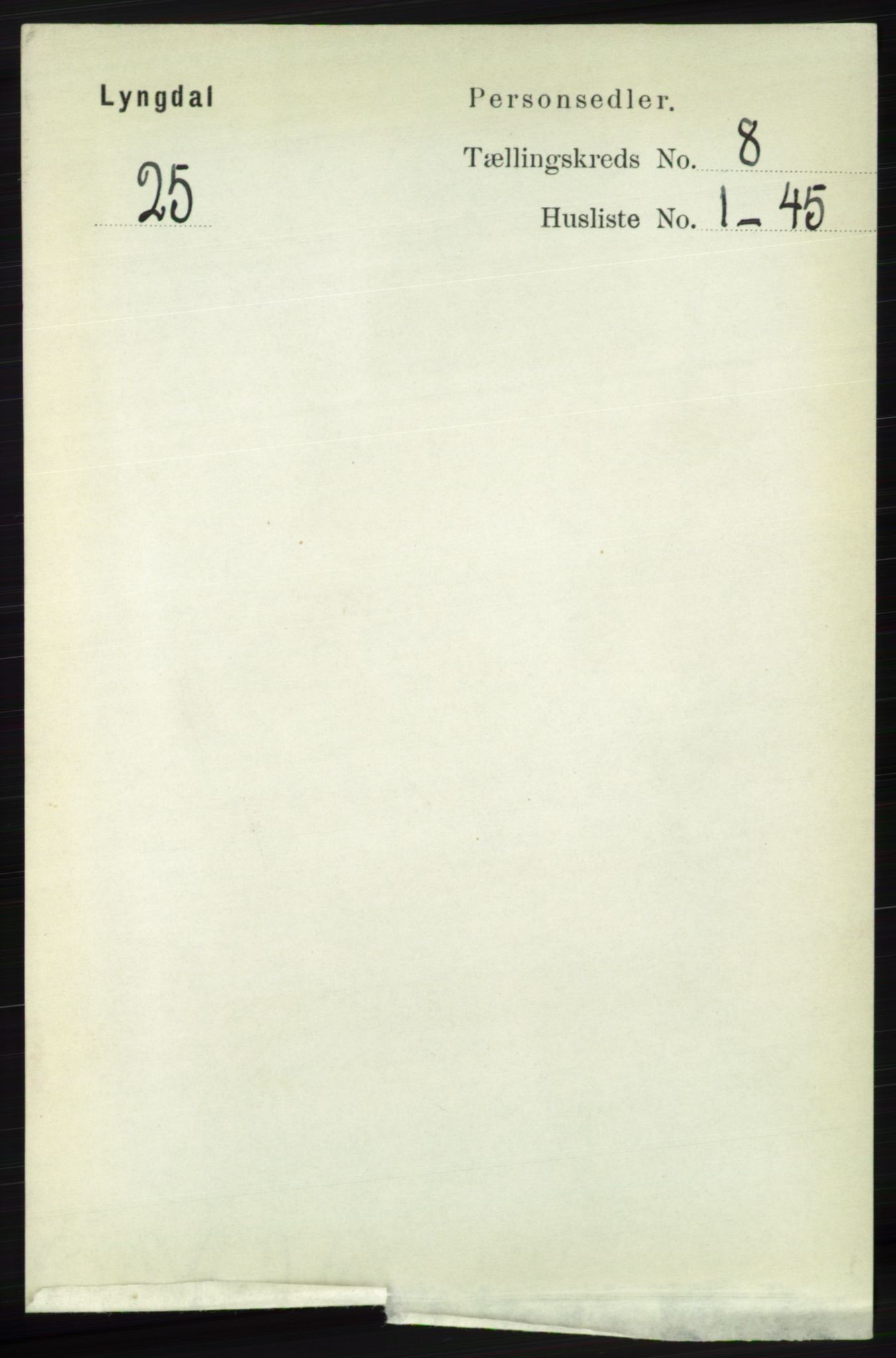 RA, Folketelling 1891 for 1032 Lyngdal herred, 1891, s. 3375